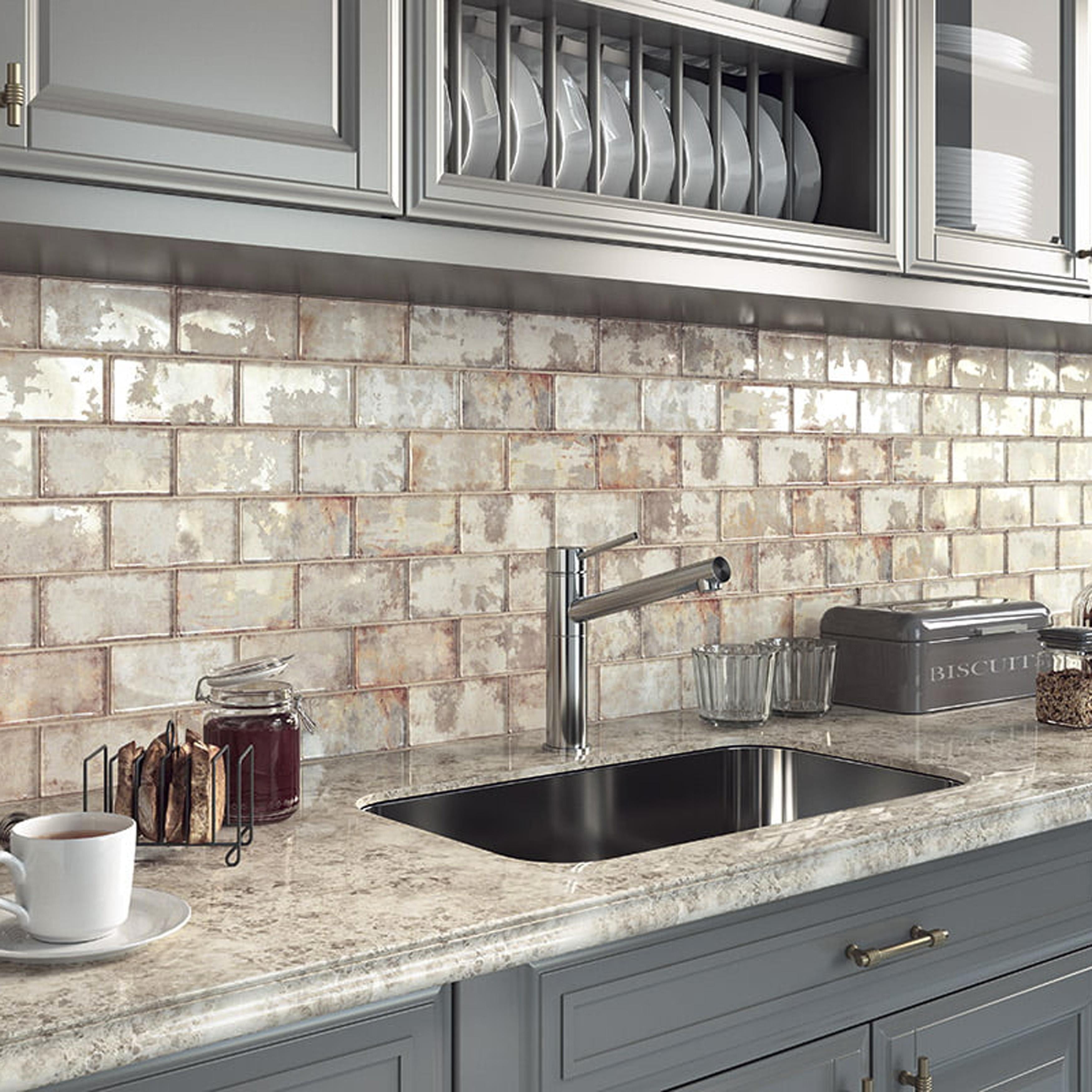 Somertile Biarritz Beige 3 In. X 6 In. X 9Mm Ceramic Wall Tile 44 Tiles 6.04 Sqft.