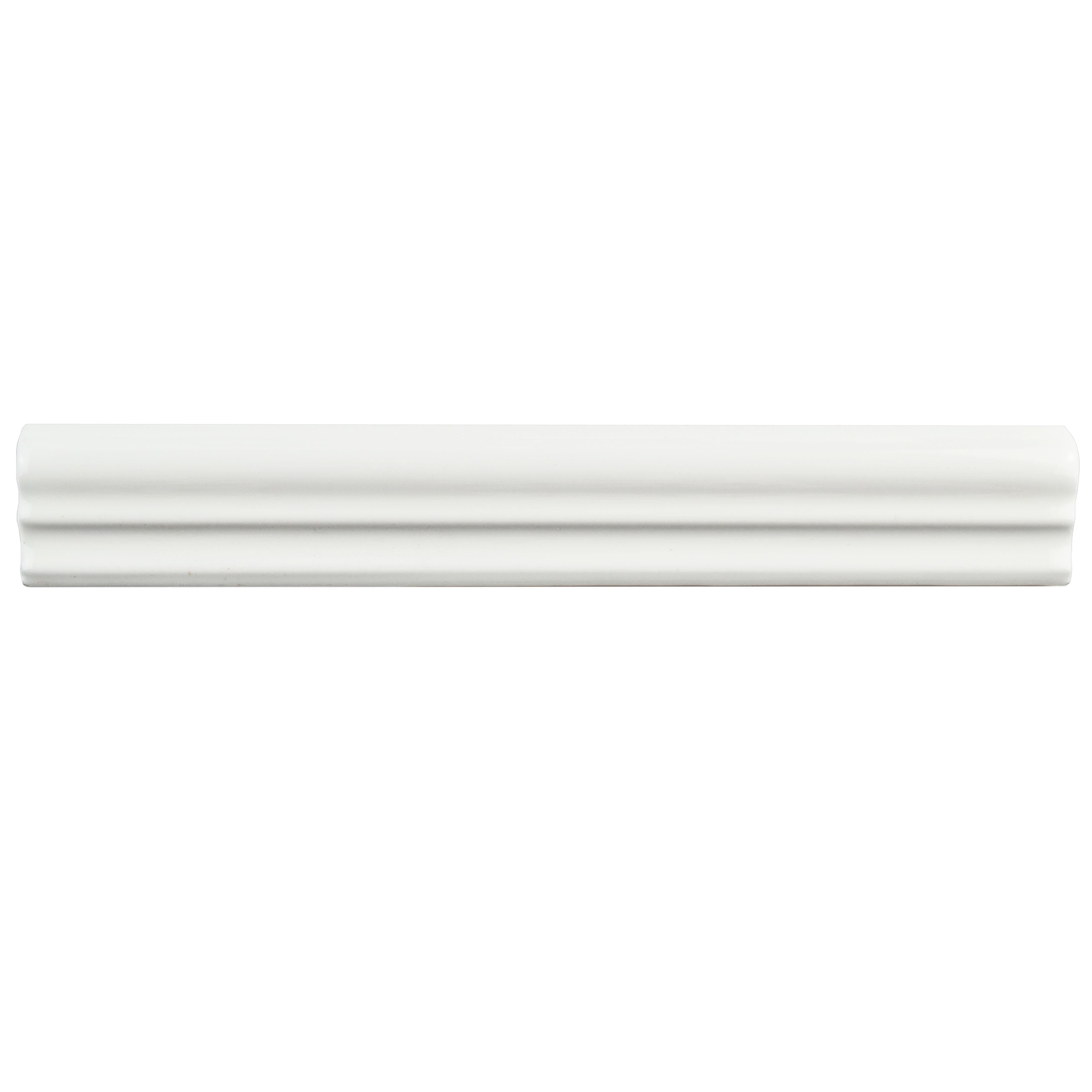 Somertile 1.25X7.875 Inch Blanca Brillo Zen Ceramic Moldura Trim Wall Tile 10 Tiles
