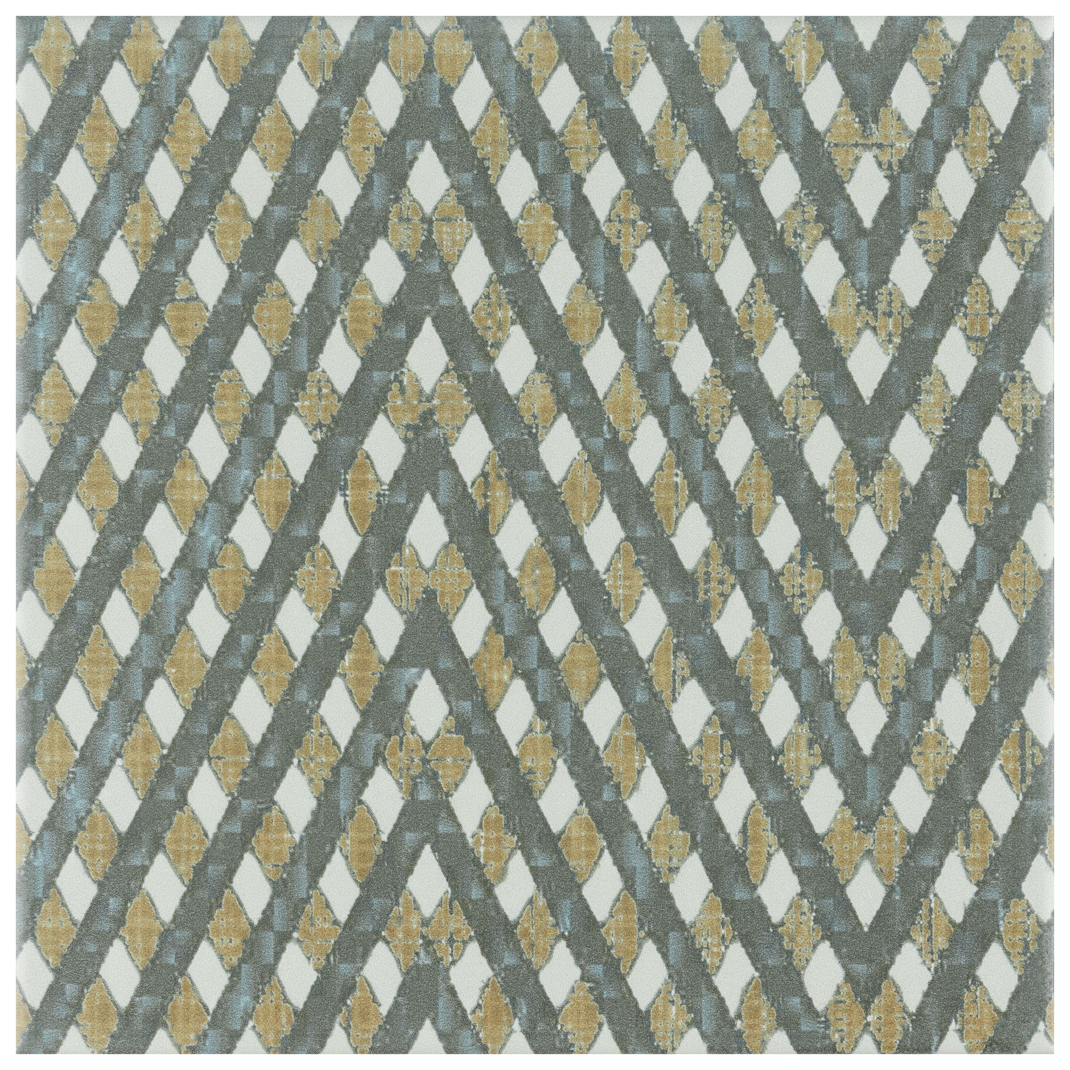Somertile 7.75X7.75 Inch Puccini Grid Ceramic Floor And Wall Tile 25 Tiles 11 Sqft.