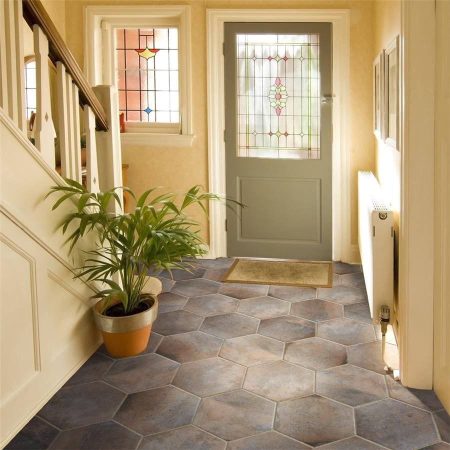 Somertile 14.125X16.25 Inch Tremont Ferro Hex Ombra Porcelain Floor And Wall Tile 9 Tiles 11.5 Sqft.
