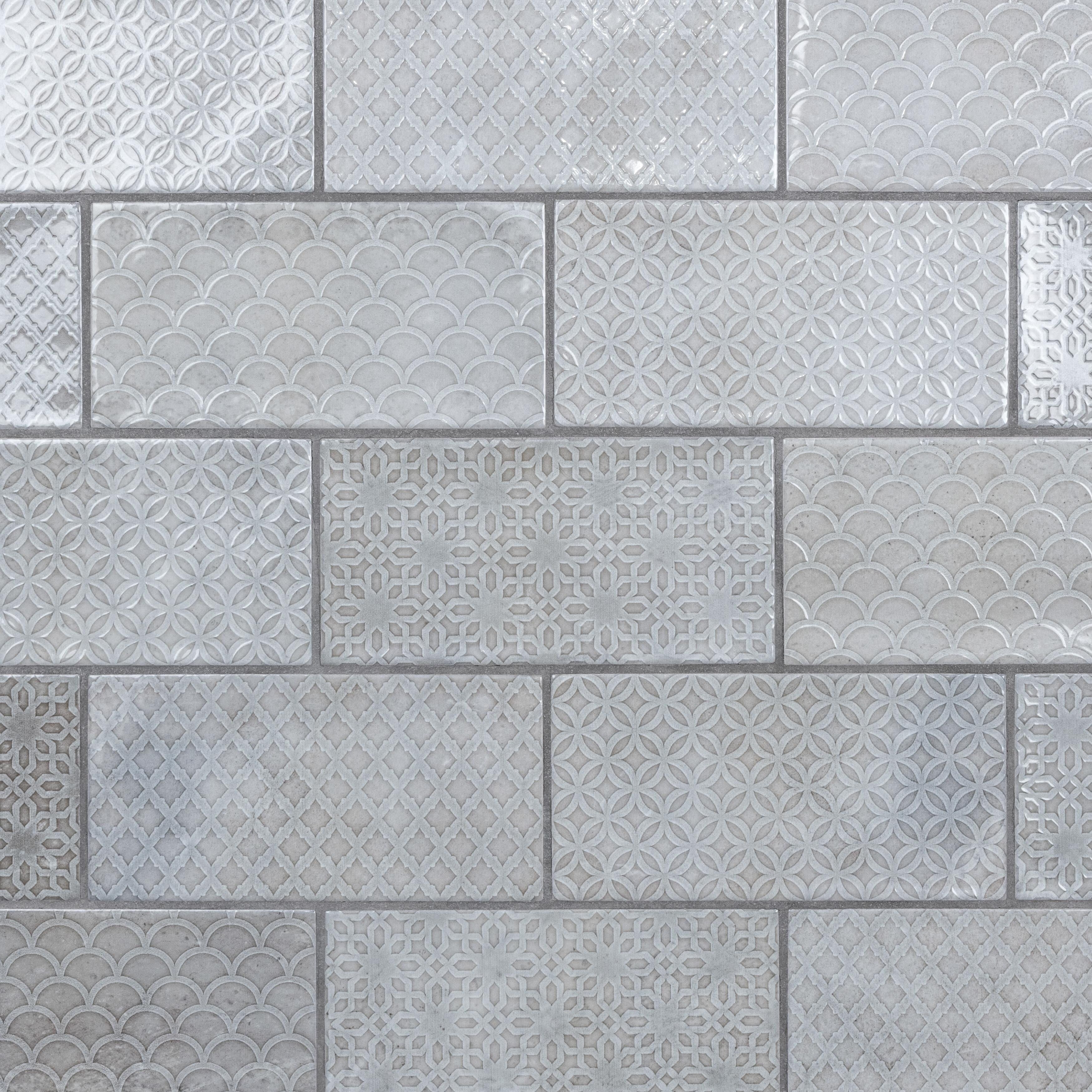Somertile Camden D Cor Grey 4X8 Inch Ceramic Wall Tile 50 Tiles 11.9 Sqft. Case
