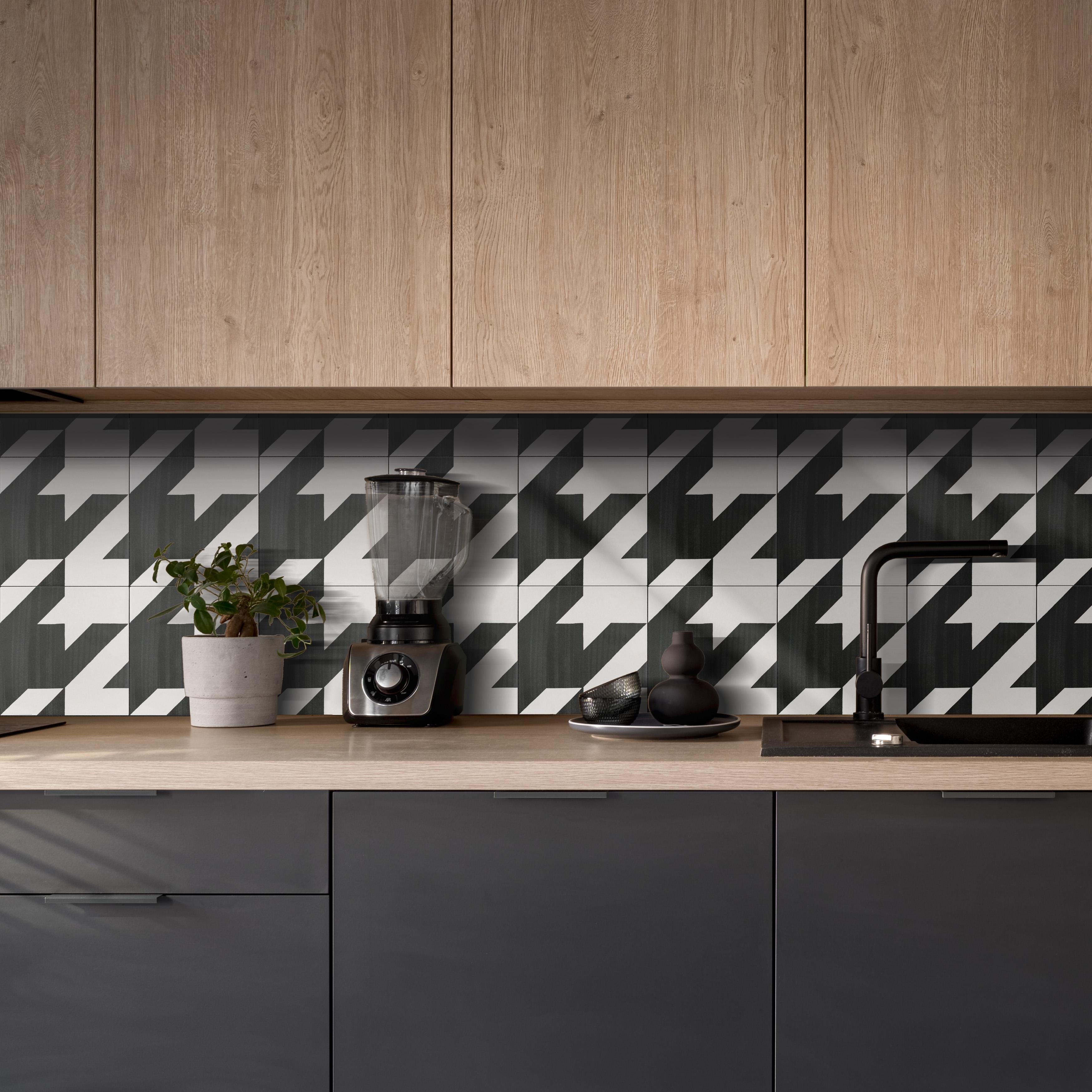 Somertile 7.875X7.875 Inch Piccola Black And White Tweed Porcelain Floor And Wall Tile 25 Tiles 11.46 Sqft.