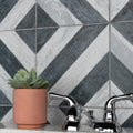 Somertile Cassis Sete Black 9 3 4 In. X 9 3 4 In. X 11Mm Porcelain Floor And Wall Tile 16 Tiles 11.11 Sqft.
