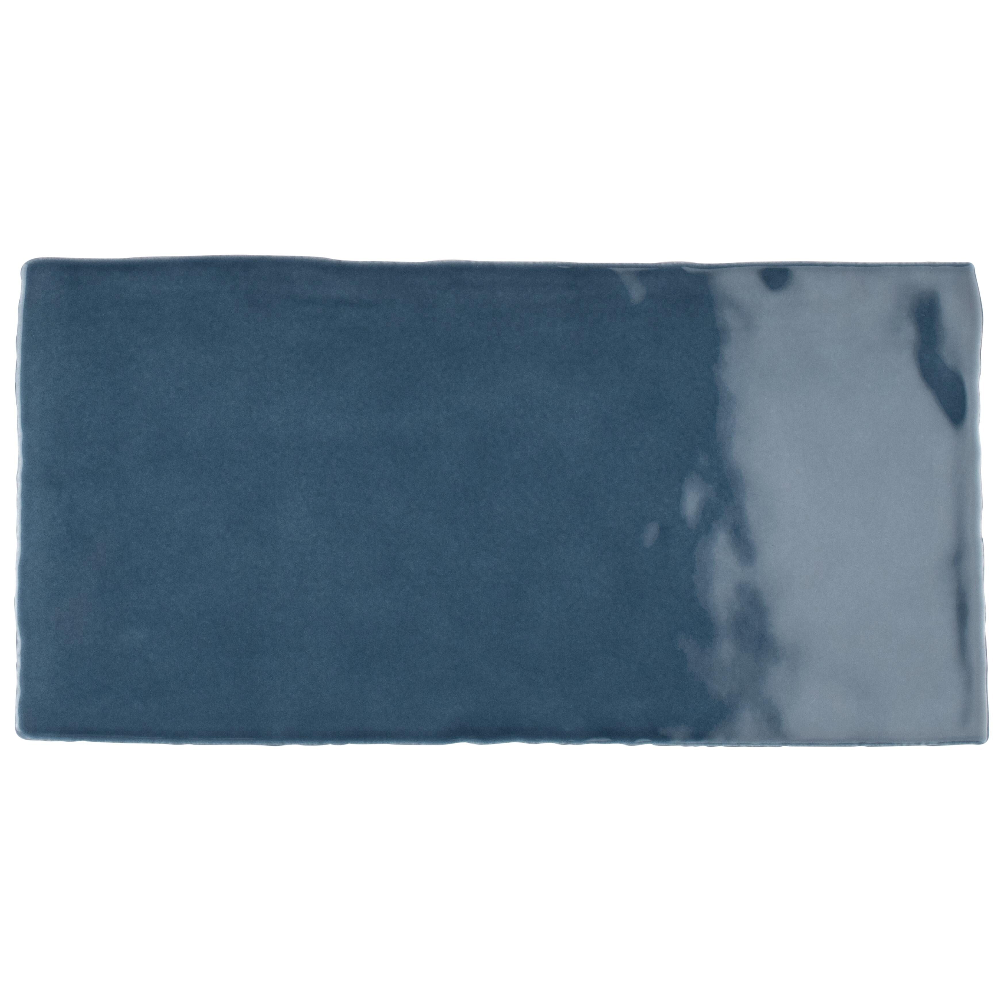 Somertile 2.88 X 5.88 Inch Rook Glossy Denim Ceramic Wall Tile 44 Tiles 5.67 Sqft.