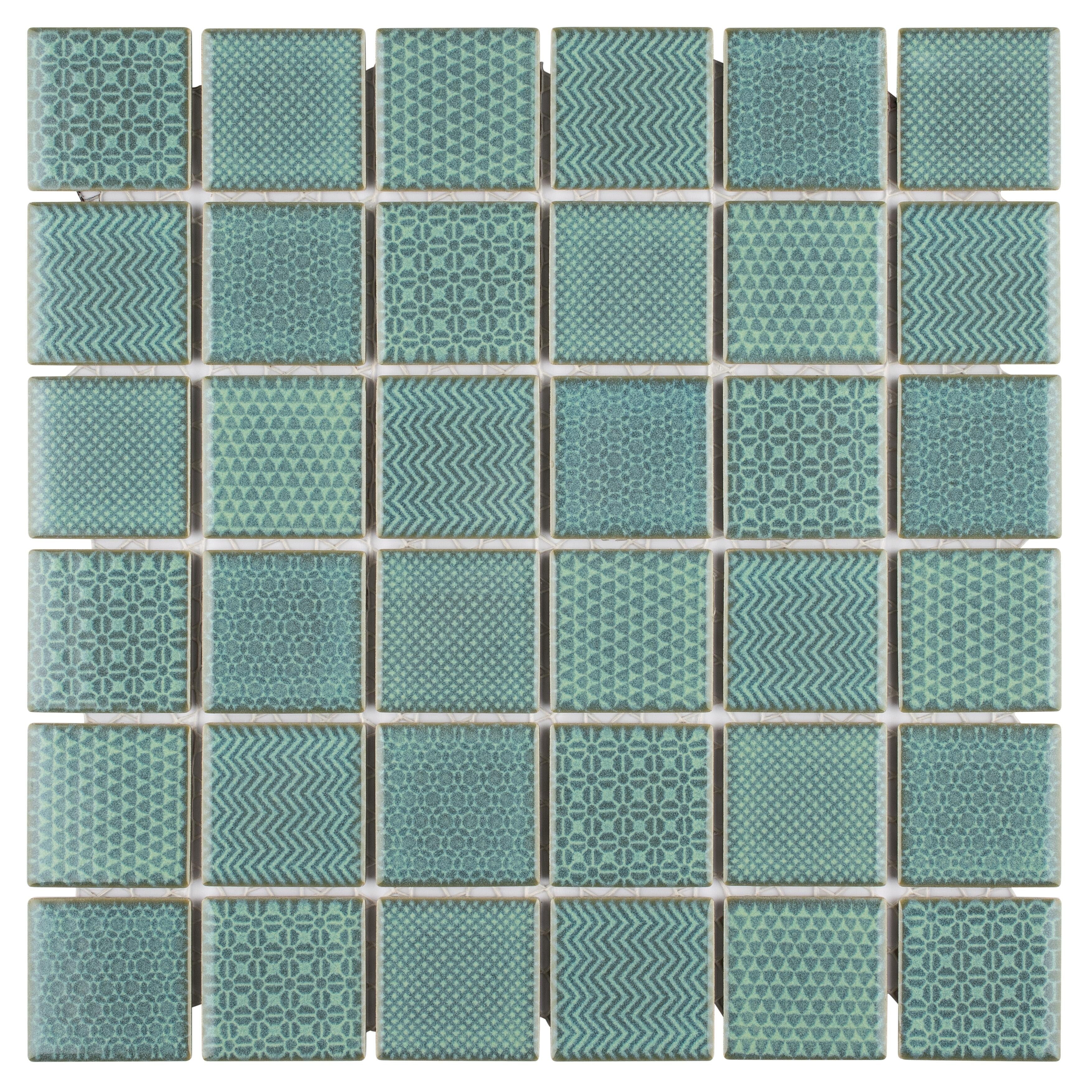 Somertile 11.625X11.625 Inch Jade Emerald Porcelain Mosaic Floor And Wall Tile 10 Tiles 9.59 Sqft.