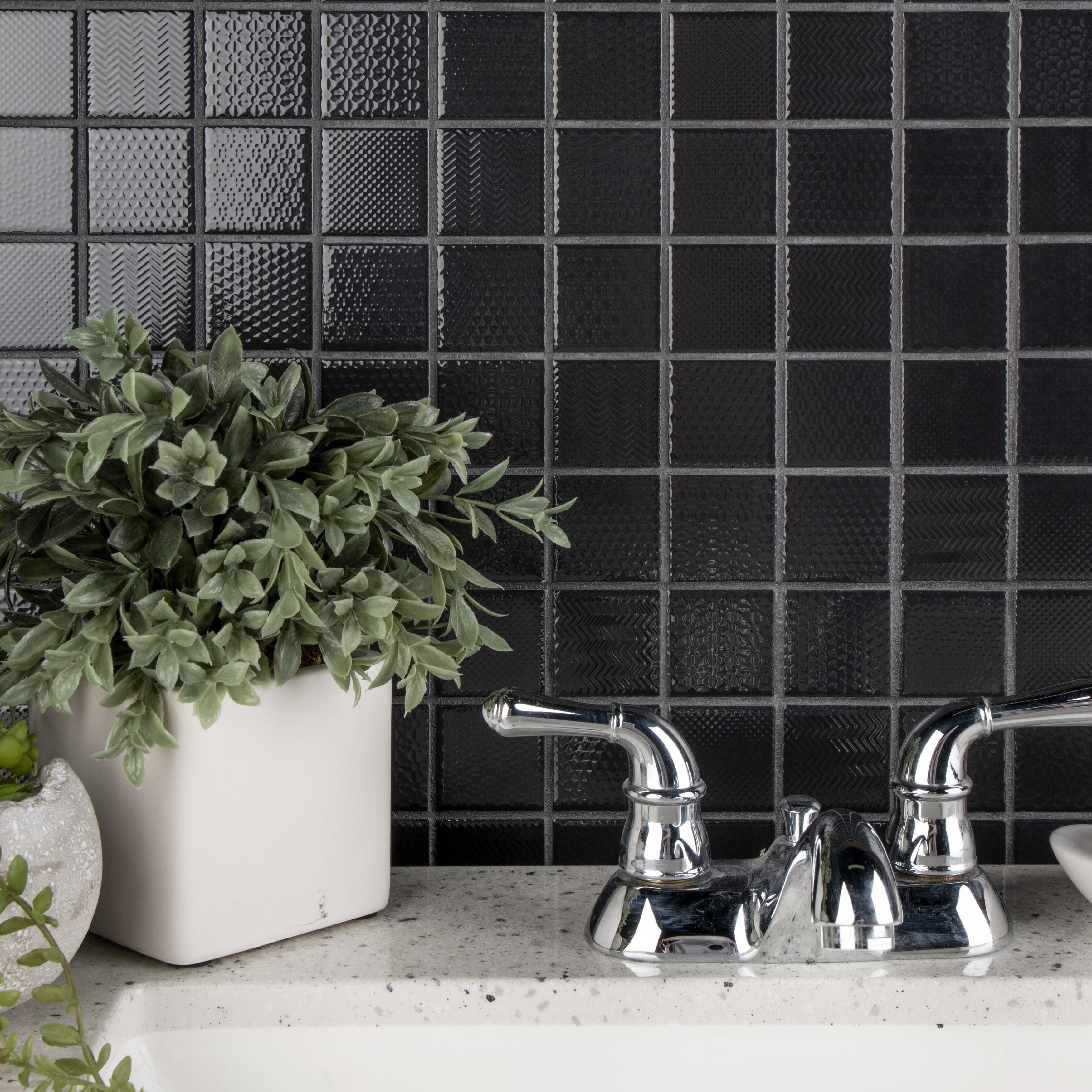 Somertile 11.625X11.625 Inch Jade Graphite Porcelain Mosaic Floor And Wall Tile 10 Tiles 9.59 Sqft.