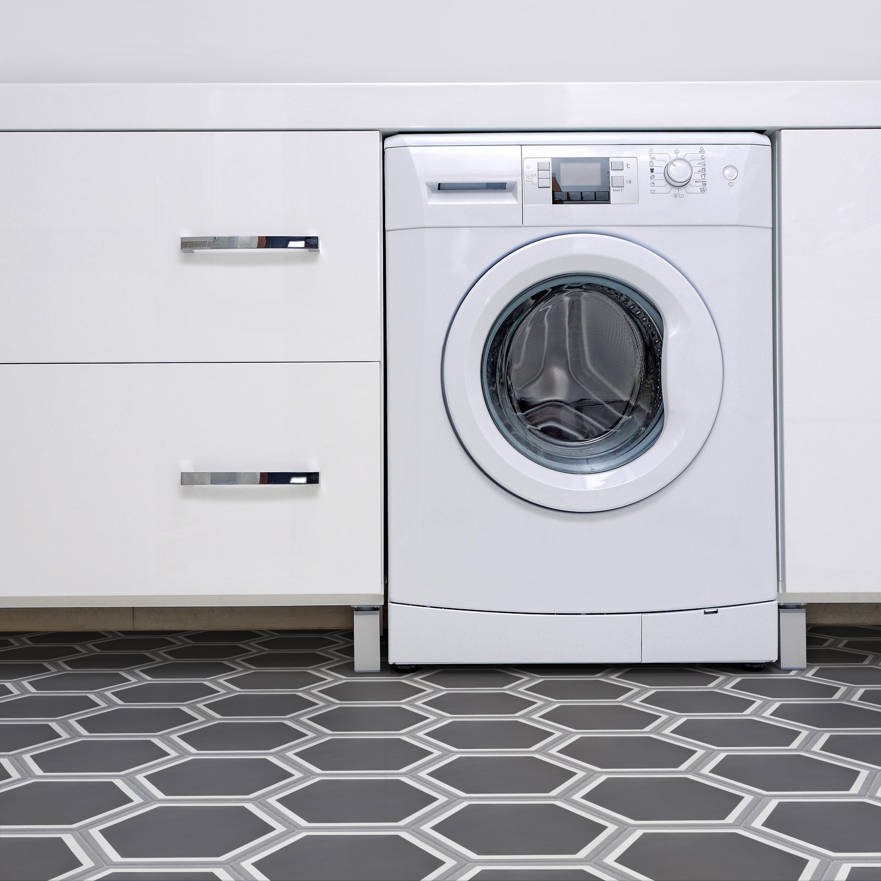 Somertile 7.875X9 Inch Cement Hex Holland Strait Cement Floor And Wall Tile 12 Tiles 5.05 Sqft.