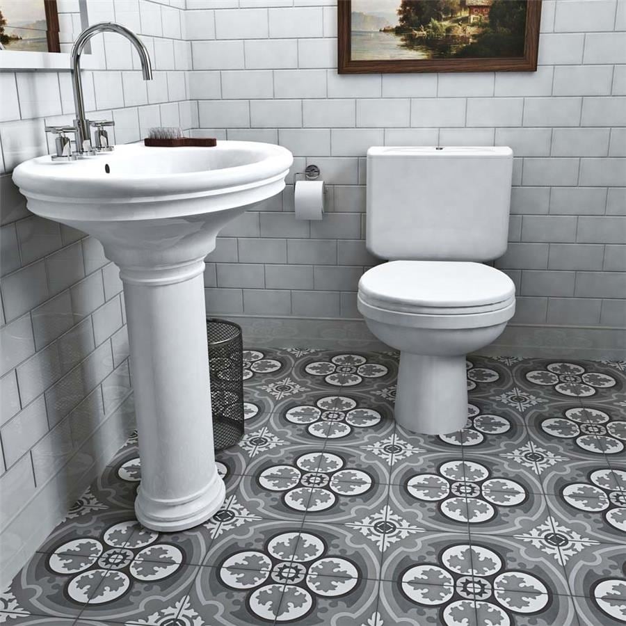 Somertile 7.875X7.875 Inch Cement Queen Mary Storm Cement Floor And Wall Tile 12 Tiles 5.5 Sqft.
