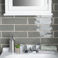 Somertile 3X12 Inch Gloucester Grey Ceramic Wall Tile 22 Tiles 5.5 Sqft.