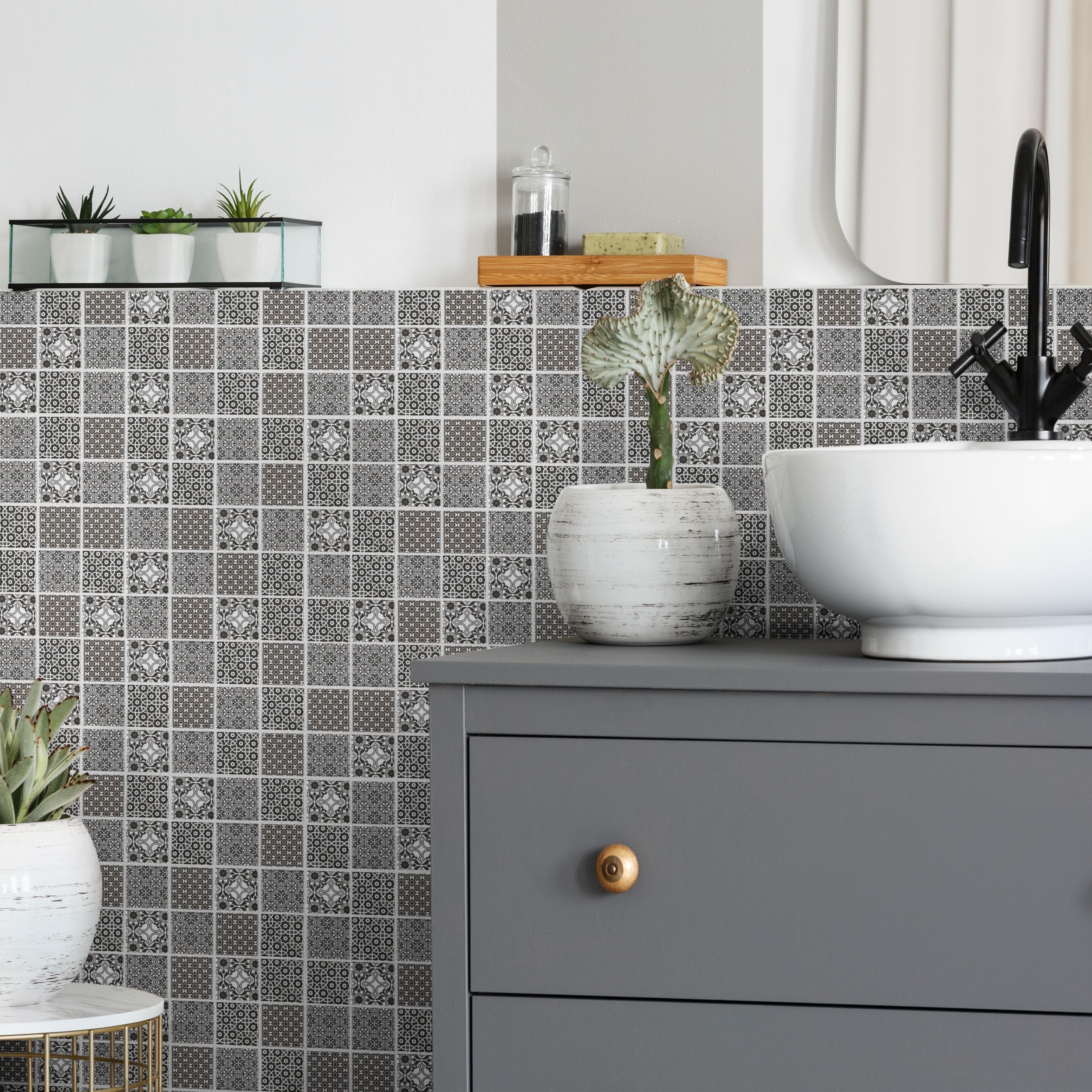 Somertile Classico 2 In. Black 11.63X11.63 Inch Porcelain Mosaic Tile 10 Tiles 9.97 Sqft. Case