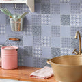 Somertile Classico 4 In. Blue 11.63X11.63 Inch Porcelain Mosaic Tile 10 Tiles 9.59 Sqft. Case