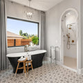 Somertile 7X8 Inch Carra Bardiglio Hexagon Flower Porcelain Floor And Wall Tile 25 Tiles 7.84 Sqft.