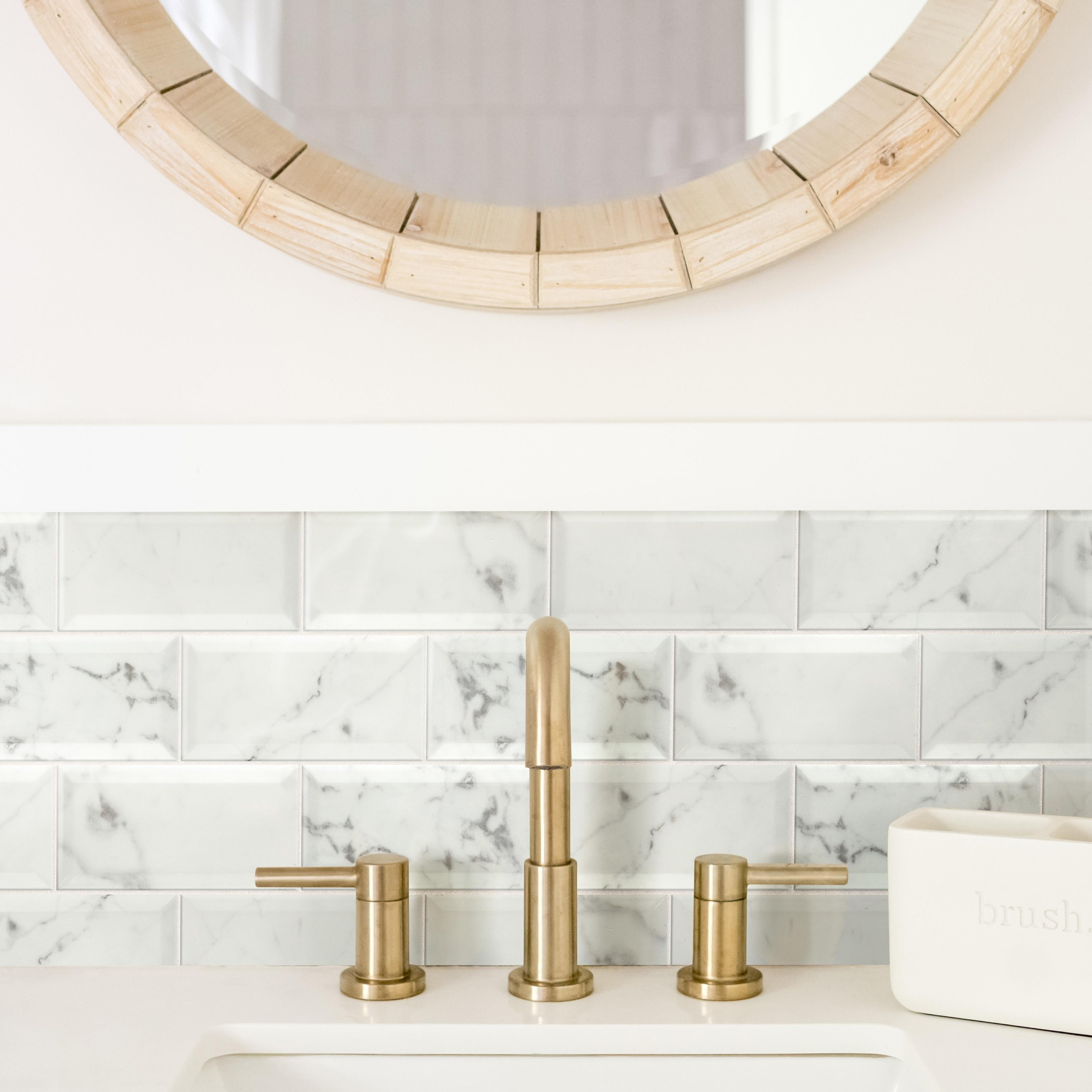 Somertile 3X6 Inch Carra Carrara Glossy Metro Ceramic Wall Tile 88 Tiles 12.41 Sqft.