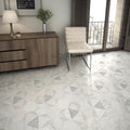 Somertile 7X8 Inch Carra Carrara Hexagon Peak Porcelain Floor And Wall Tile 25 Tiles 7.84 Sqft.