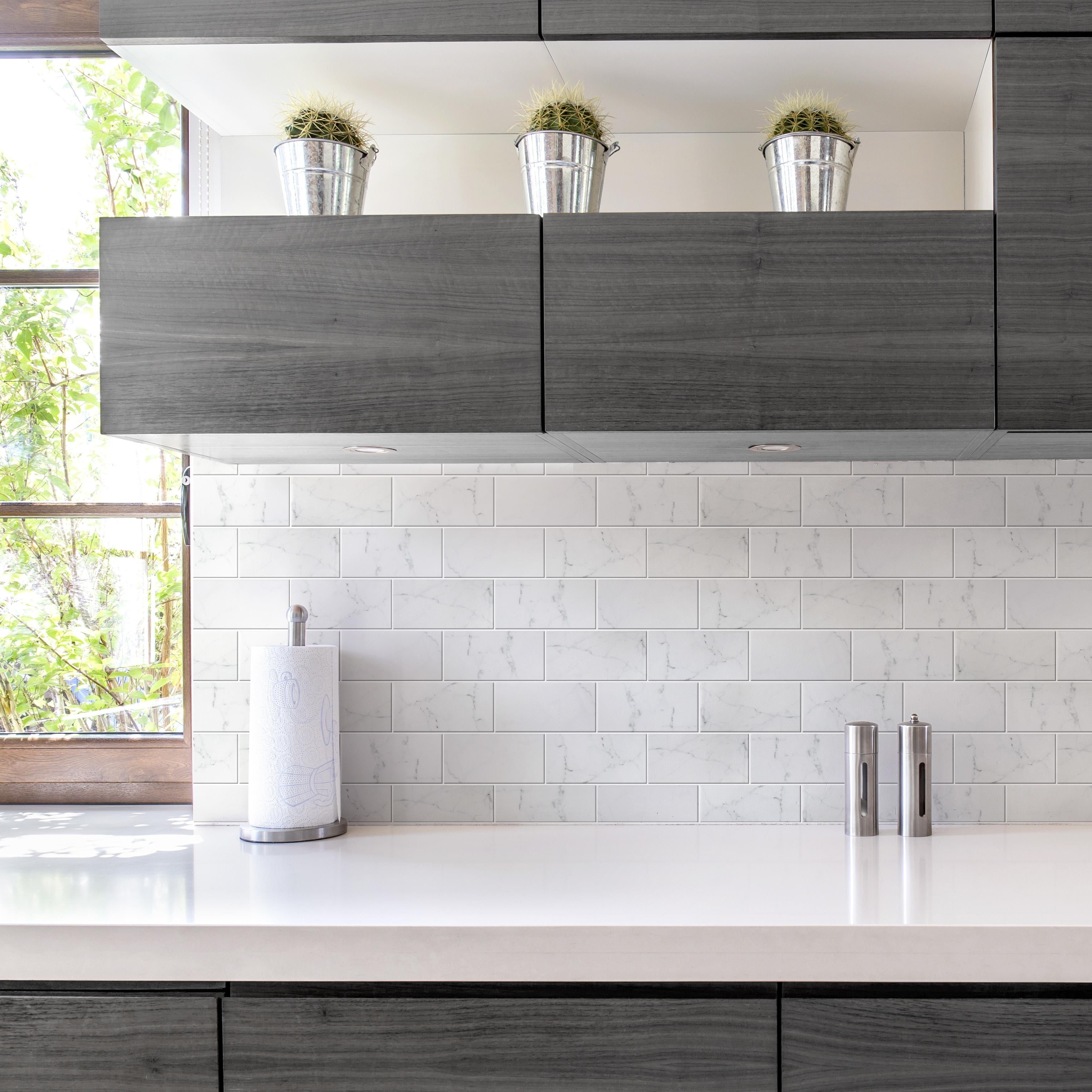 Somertile 3X6 Inch Carra Carrara Matte Ceramic Wall Tile 88 Tiles 12.41 Sqft.