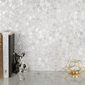 Somertile 11.63X12.25 Inch Seashell Mini Penny White Natural Seashell Mosaic Wall Tile 10 Tiles 9.9 Sqft.