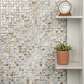 Somertile 12X12 Inch Seashell Square Natural Seashell Mosaic Wall Tile 10 Tiles 10.21 Sqft.