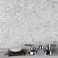 Somertile 11.5X11.75 Inch Seashell Subway White Natural Seashell Mosaic Wall Tile 10 Tiles 9.59 Sqft.