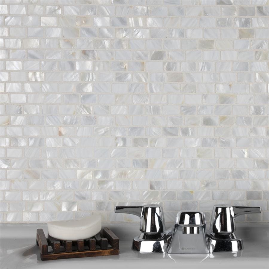 Somertile 11.5X11.75 Inch Seashell Subway White Natural Seashell Mosaic Wall Tile 10 Tiles 9.59 Sqft.