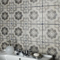 Somertile 7.75X7.75 Inch Gavras Cendra Decor Fleur Ceramic Floor And Wall Tile 25 Tiles 11.5 Sqft.