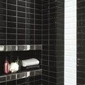 Somertile 3 X 6 Inch Crown Heights Beveled Glossy Black Ceramic Wall Tile 44 Tiles 6.03 Sqft.
