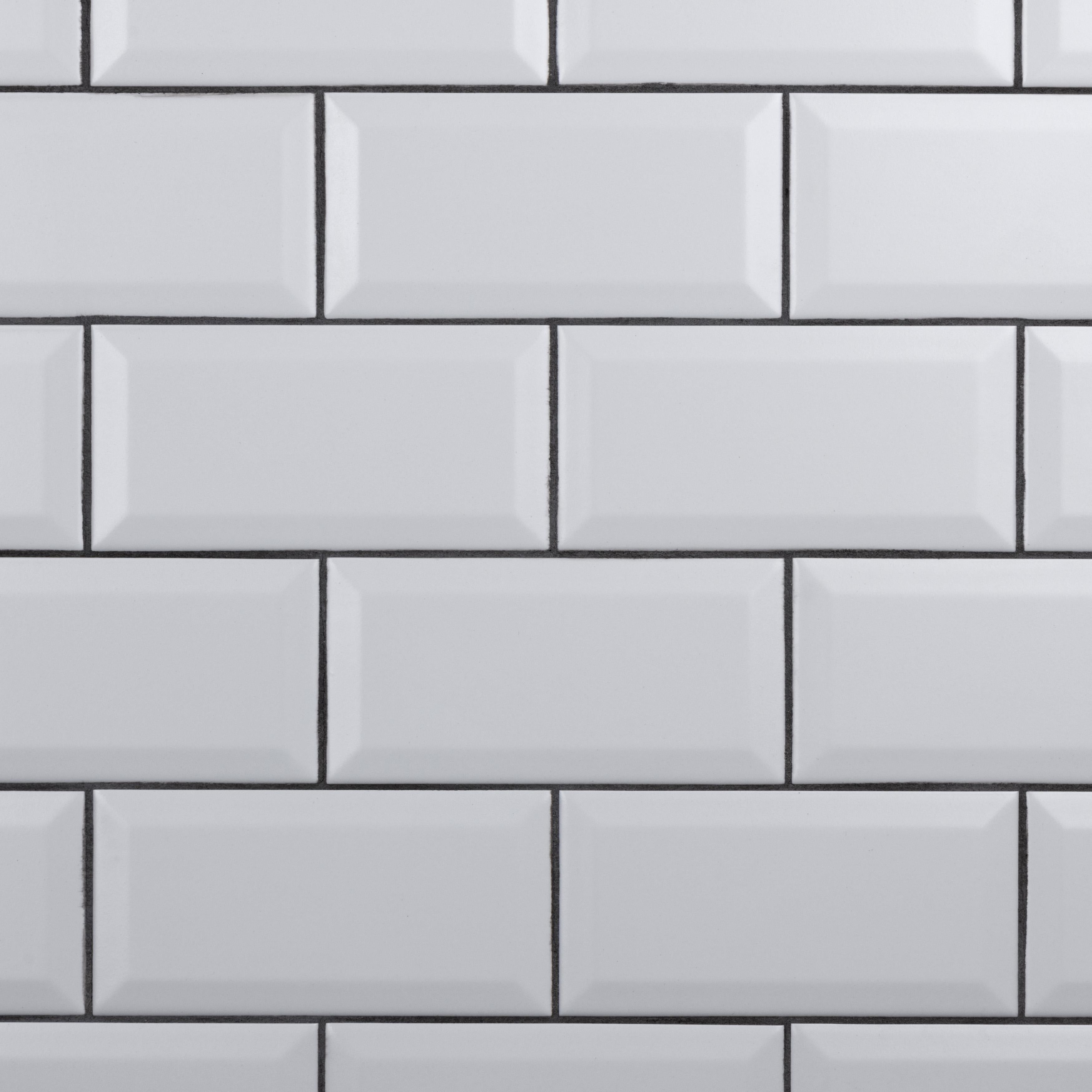 Somertile 3 X 6 Inch Crown Heights Beveled Matte White Ceramic Wall Tile 44 Tiles 6.03 Sqft.