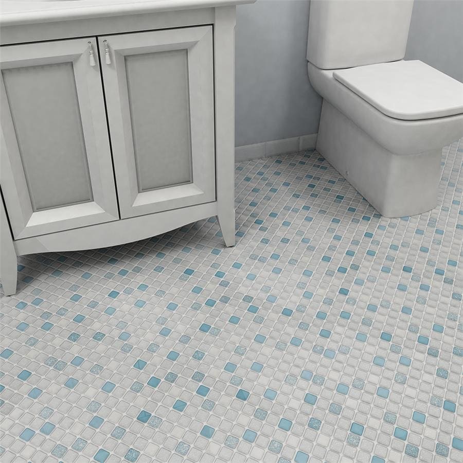 Somertile 11.75X11.75 Inch Scholar Square Blue Porcelain Mosaic Floor And Wall Tile 10 Tiles 9.79 Sqft.