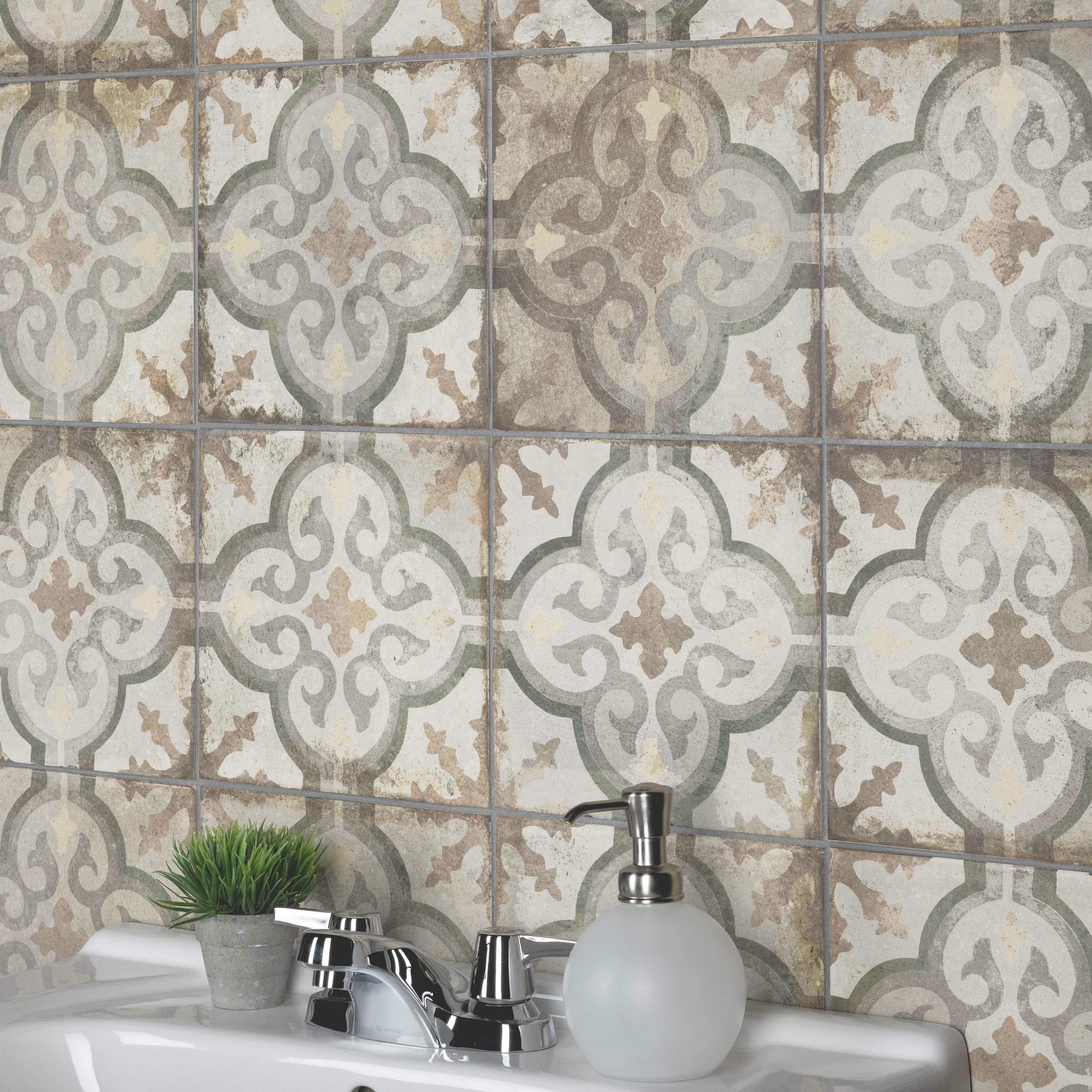 Somertile 8.75X8.75 Inch Anticato Decor Palazzo Porcelain Floor And Wall Tile 20 Tiles 11.25 Sqft.