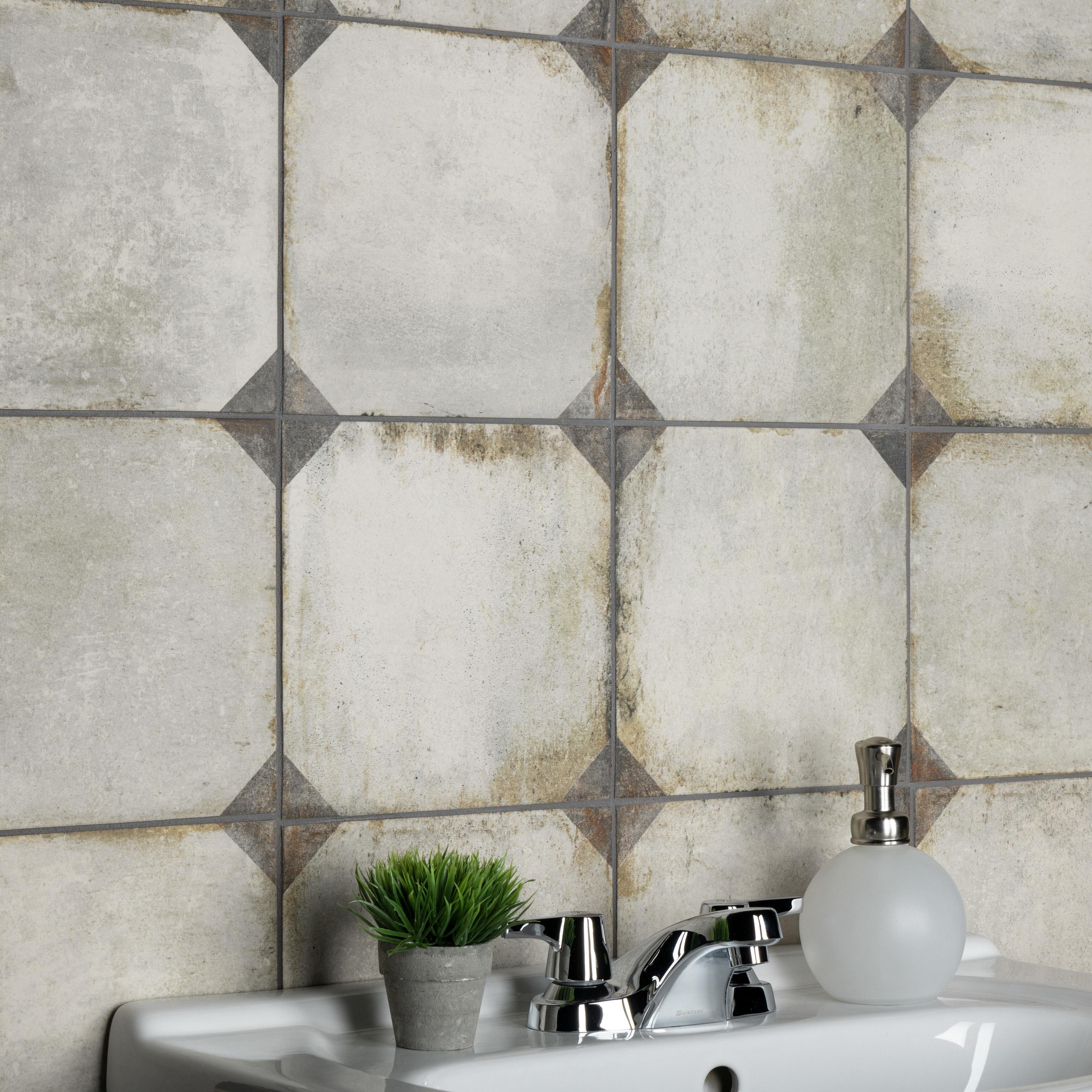 Somertile 8.75X8.75 Inch Anticato Decor Trapani Porcelain Floor And Wall Tile 20 Tiles 11.25 Sqft.