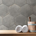 Somertile 11X12.625 Inch Anticato Notte Hex Porcelain Floor And Wall Tile 15 Tiles 11.42 Sqft.