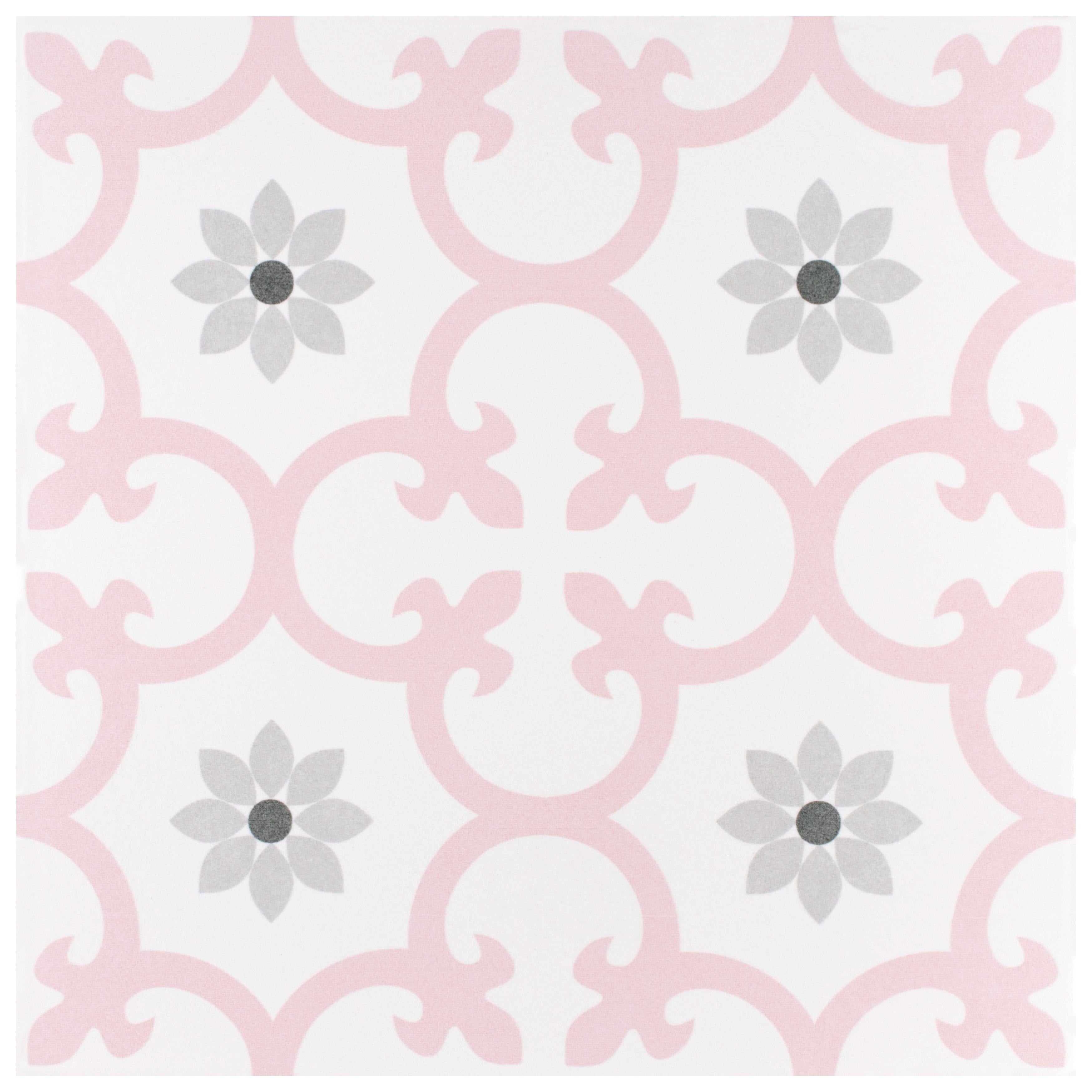 Somertile 9.75 X 9.75 Inch Laima Rose Porcelain Floor And Wall Tile 16 Tiles 14.5 Sqft.