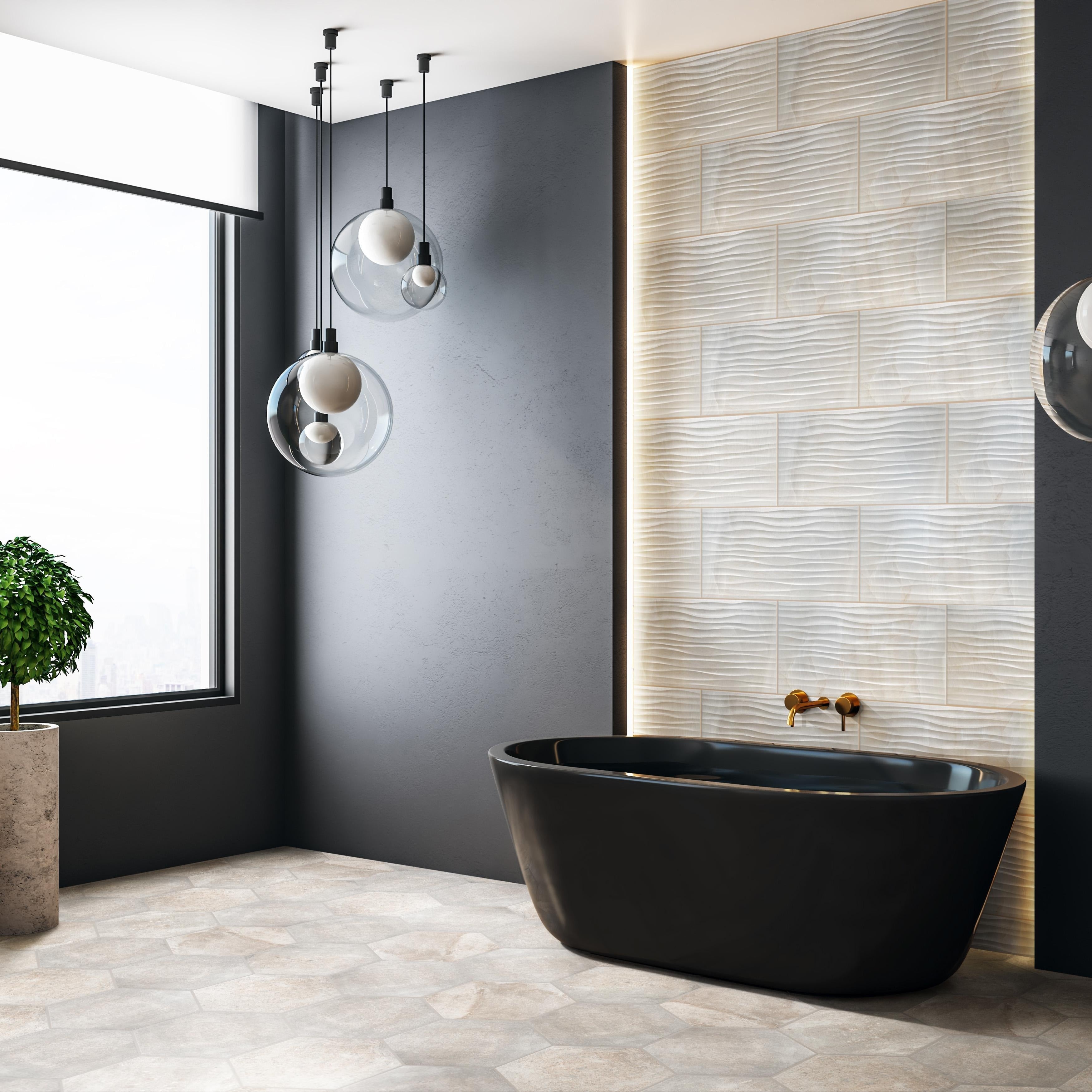 Somertile 12.5X24.5 Inch Deco Dhabi Pearl Porcelain Wall Tile 5 Tiles 10.96 Sqft.
