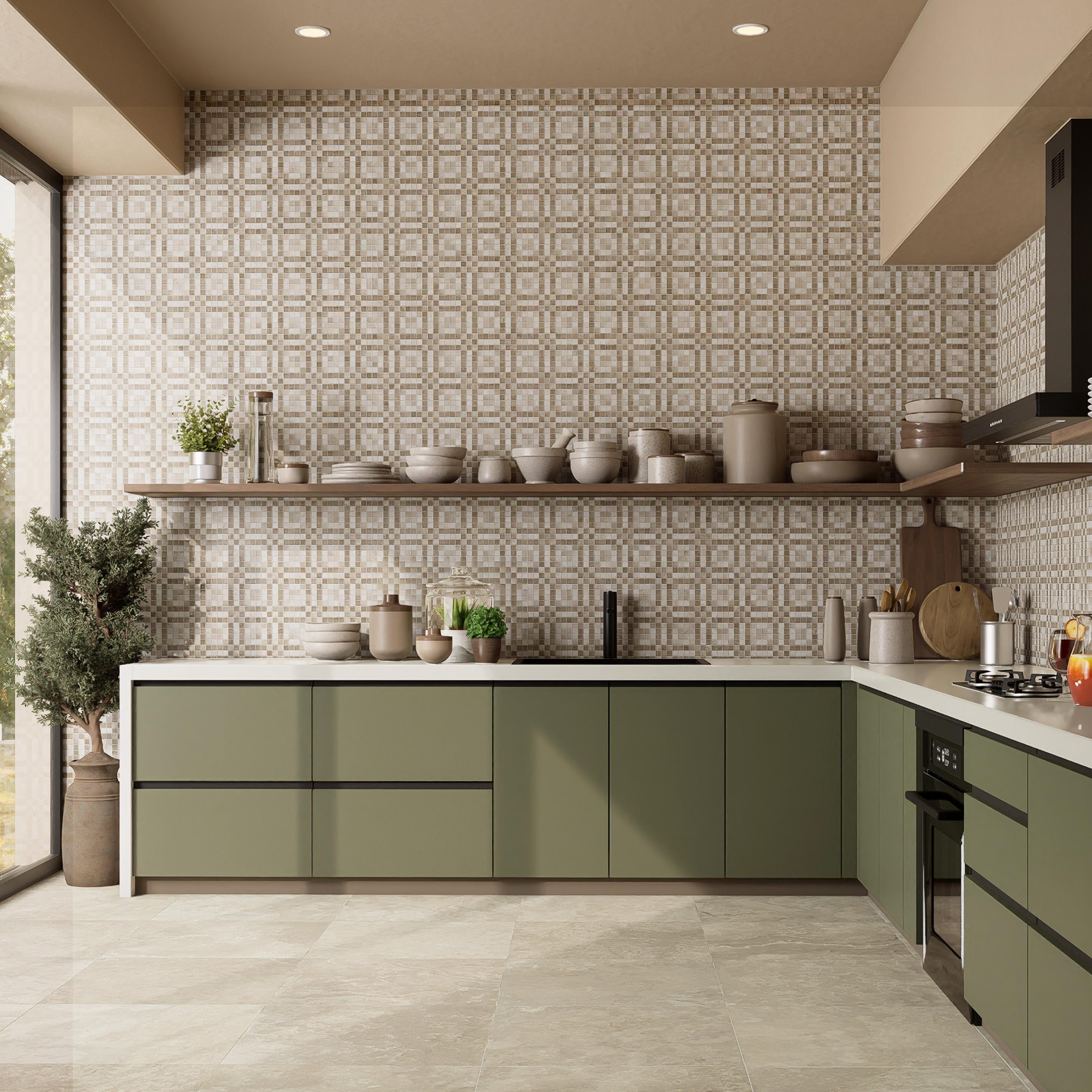 Merola Tile Echoes Gingham Deco 23 1 2 X 23 1 2 Porcelain Floor And Wall Tile