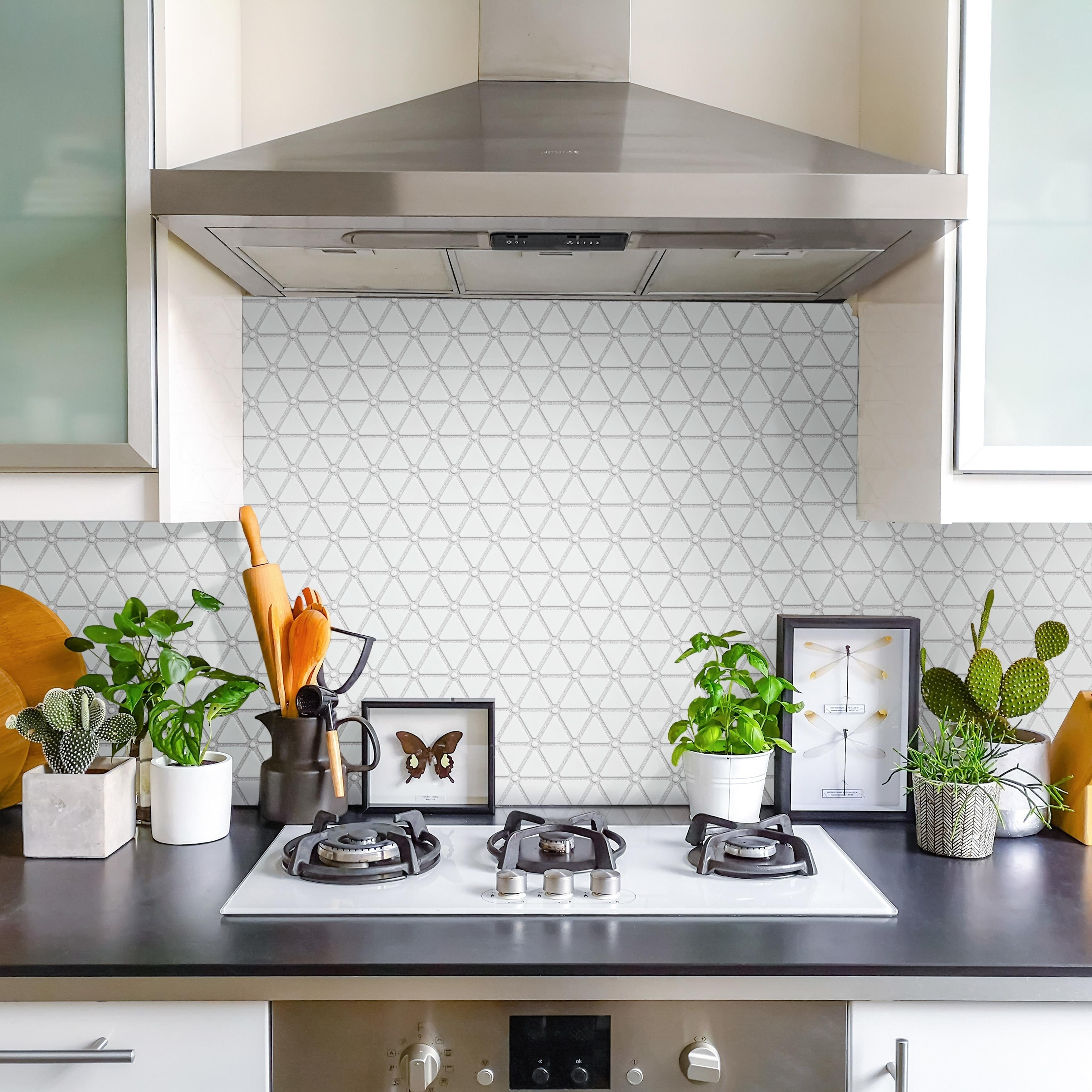 Somertile 10.125X12.875 Inch Expresiones Treux White Glass Mosaic Floor And Wall Tile 10 Tiles 9.1 Sqft.