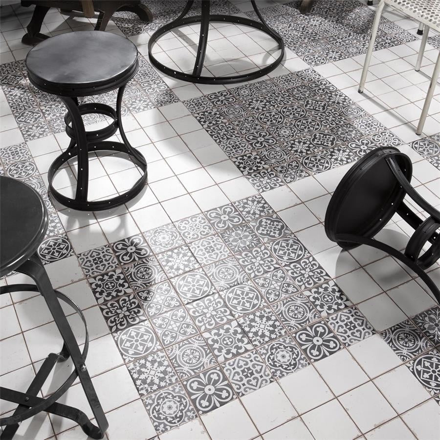Somertile 13X13 Inch Faventia Nero Ceramic Floor And Wall Tile 10 Tiles 12.2 Sqft.