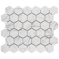 Somertile 11.125 X 12.625 Inch Flo 2 Inch Hex White Porcelain Mosaic Floor And Wall Tile 10 Tiles 9.96 Sqft.
