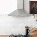 Somertile 8.625X9.875 Inch Cornet Hex White Porcelain Floor And Wall Tile 25 Tiles 11.19 Sqft.