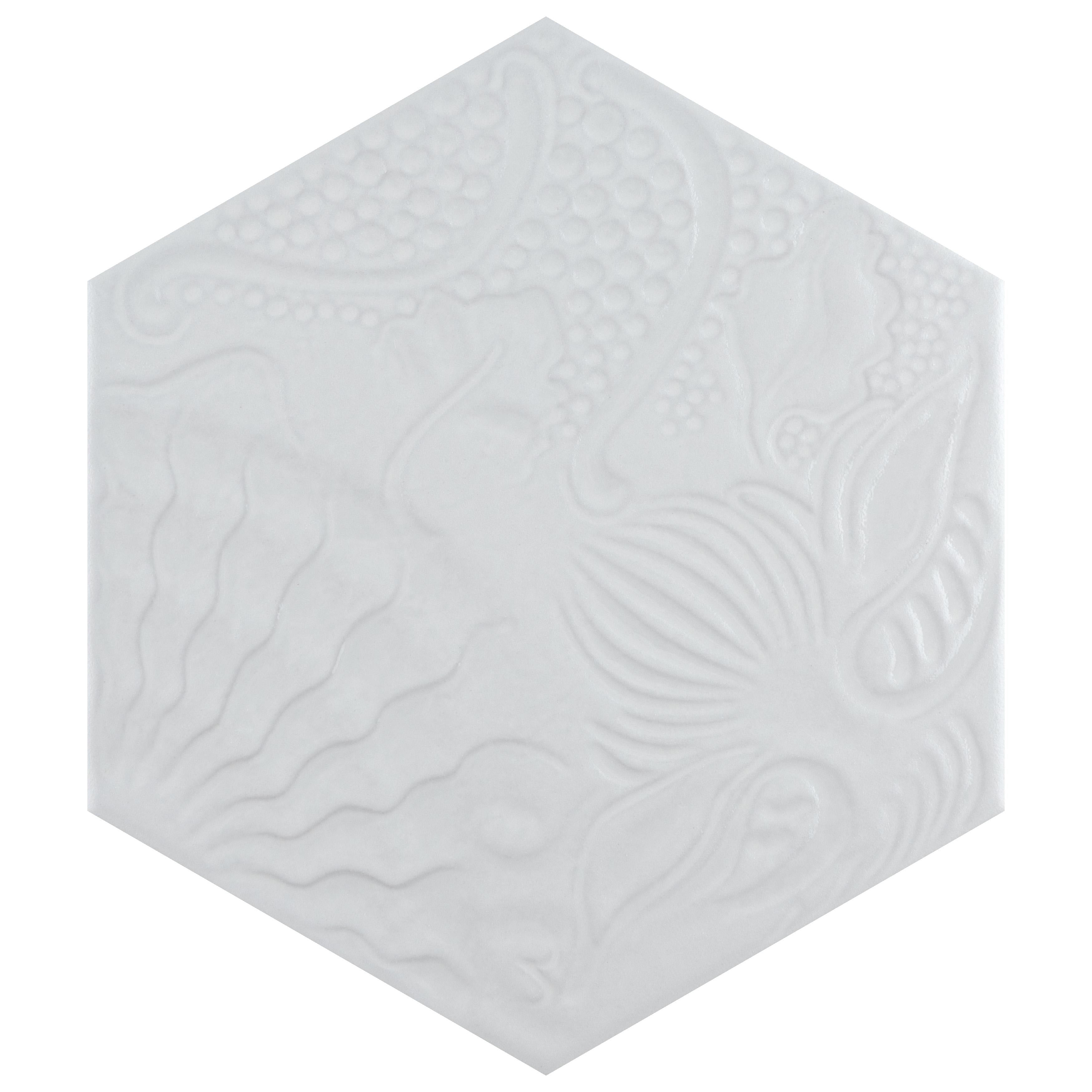 Somertile Gaudi Lux Hex White 8.63X9.88 Inch Porcelain Floor And Wall Tile 25 Tiles 11.56 Sqft. Case