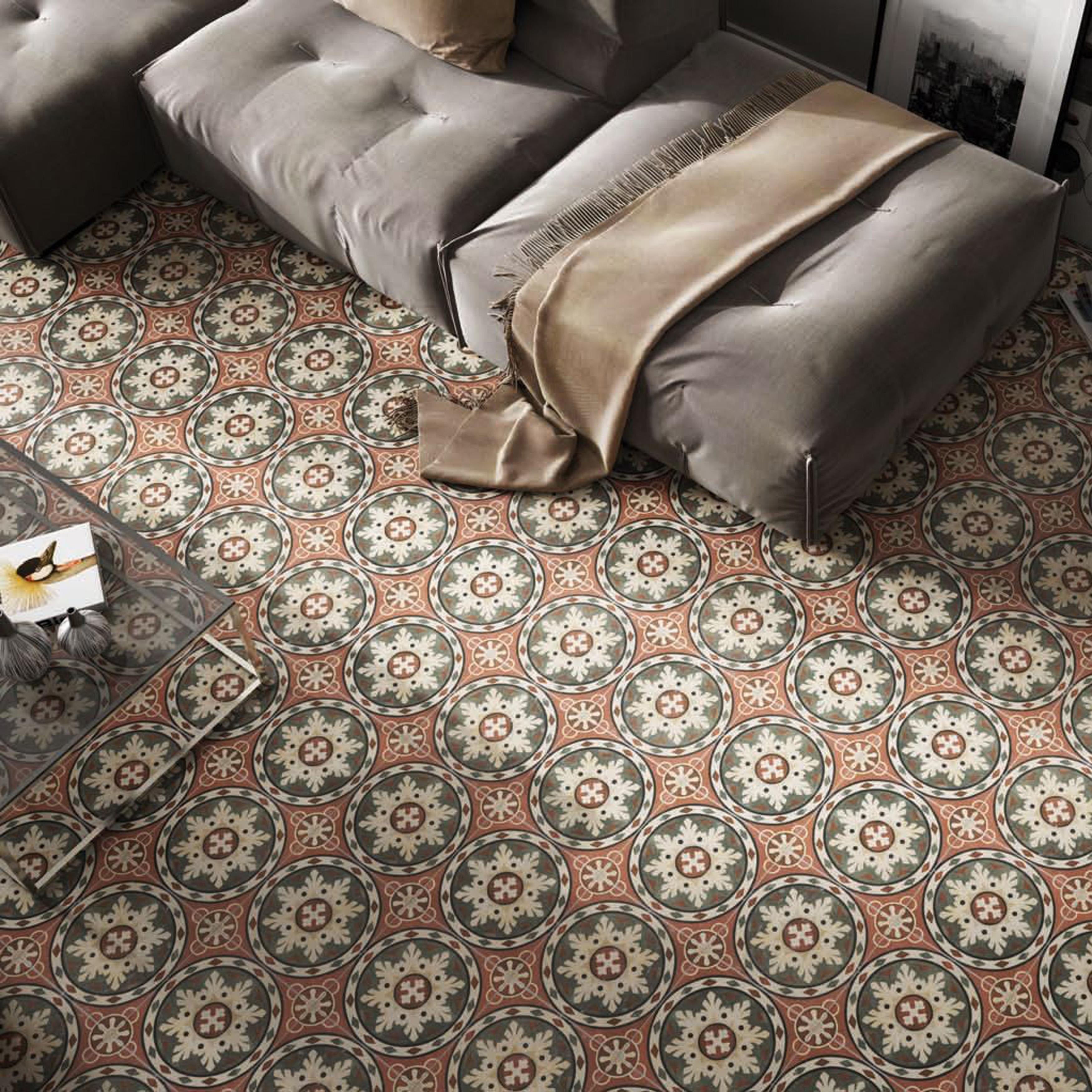 Somertile 9.75X9.75 Inch Capitolio Rosso Porcelain Floor And Wall Tile 16 Tiles 11.11 Sqft.