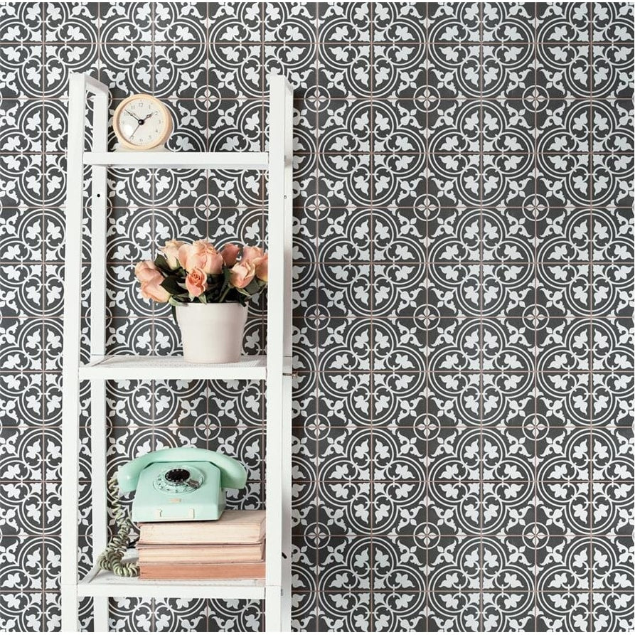 Somertile Harmonia Classic Black 13X13 Inch Ceramic Floor And Wall Tile 10 Tiles 12.19 Sqft. Case