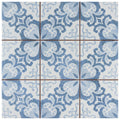 Somertile Harmonia Floral Lattice Blue 13X13 Inch Ceramic Floor And Wall Tile 10 Tiles 12.19 Sqft. Case