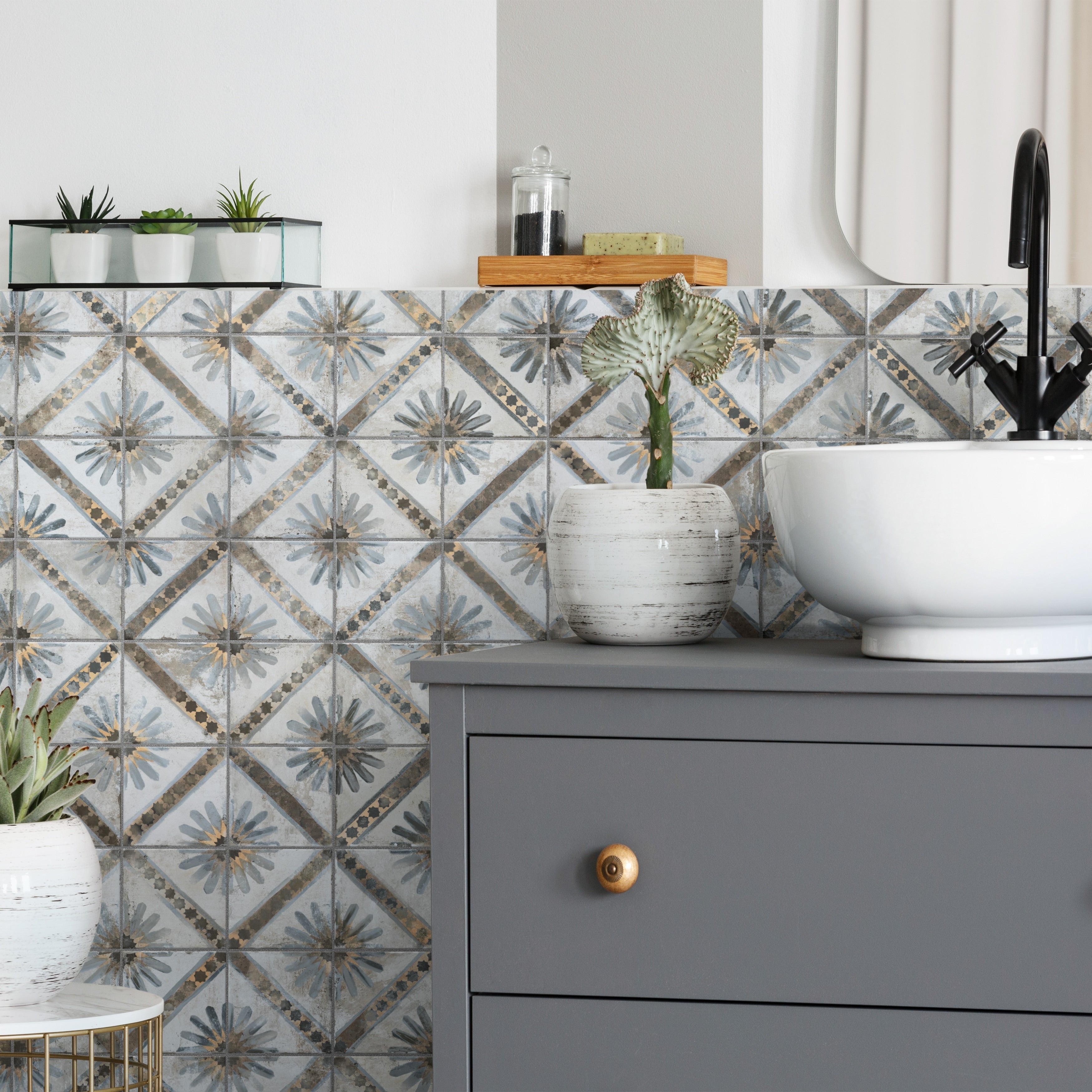 Somertile Harmonia Kings Marrakech Blue 13X13 Inch Ceramic Floor And Wall Tile 10 Tiles 12.19 Sqft. Case