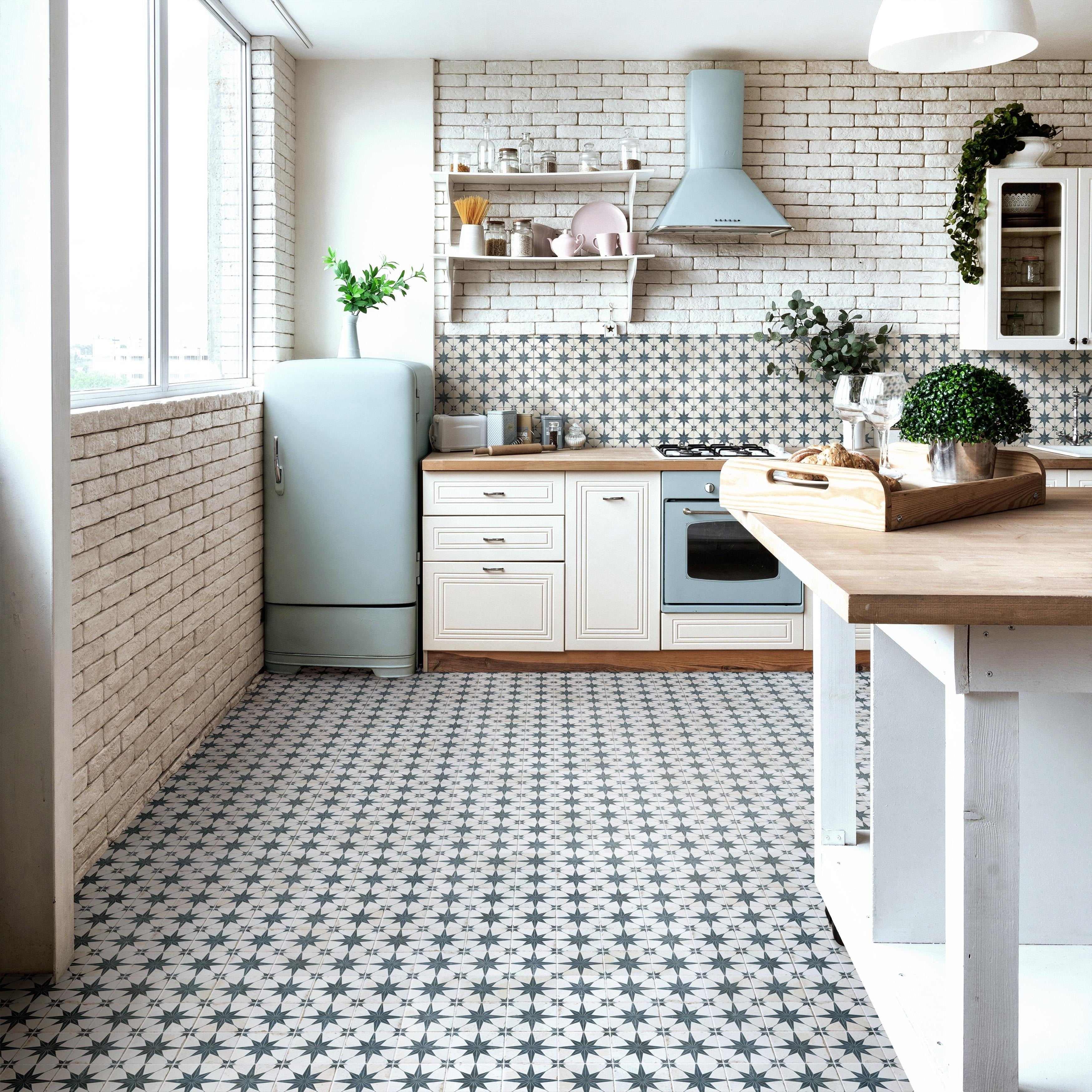 Somertile Harmonia Kings Star Blue 13X13 Inch Ceramic Floor And Wall Tile 10 Tiles 12.19 Sqft. Case
