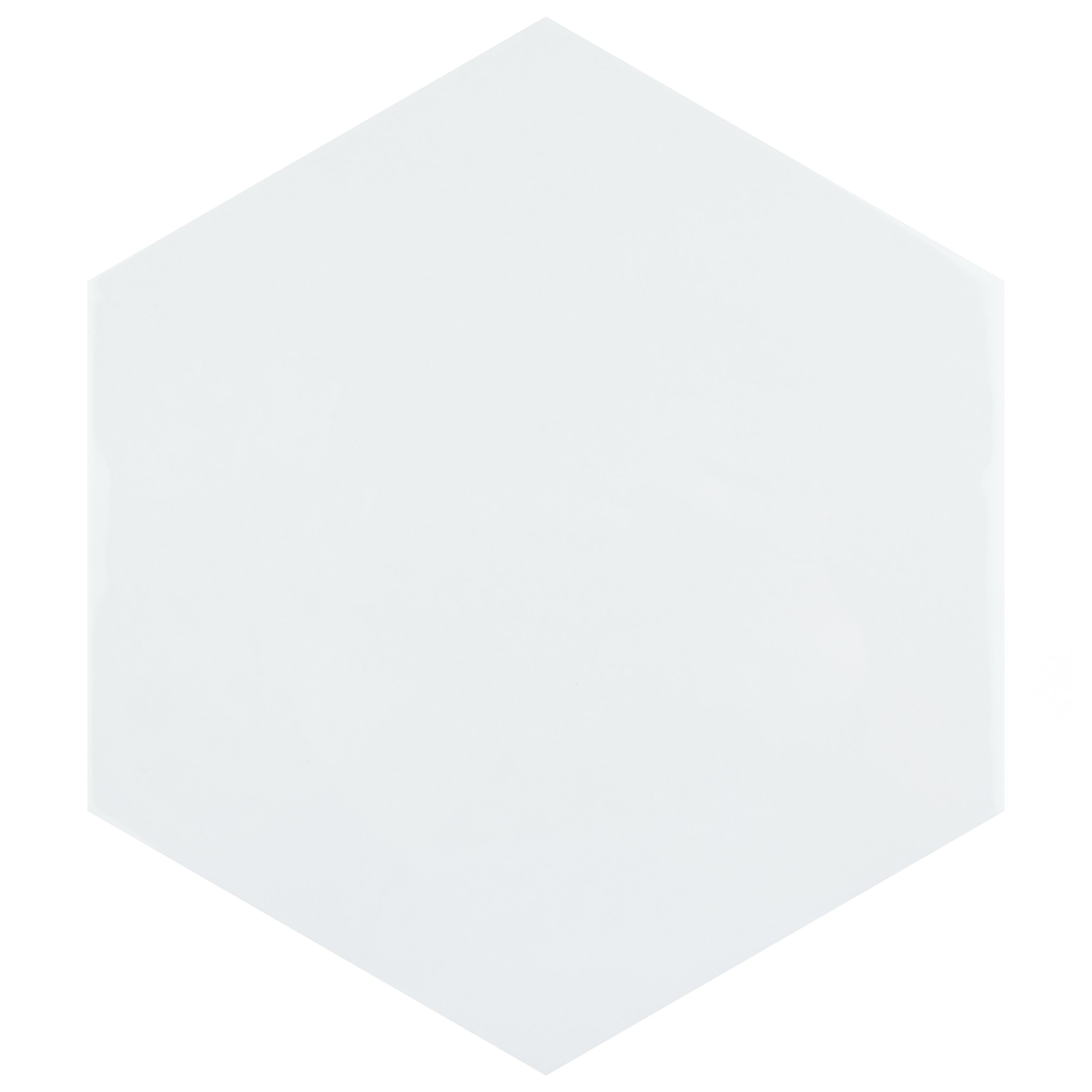Somertile 7X8 Inch Hextile Glossy Blanco Ceramic Wall Tile 14 Tiles 4.4 Sqft.