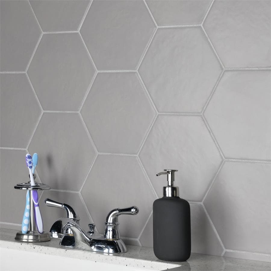 Somertile 7X8 Inch Hextile Matte Gris Porcelain Floor And Wall Tile 14 Tiles 4.4 Sqft.