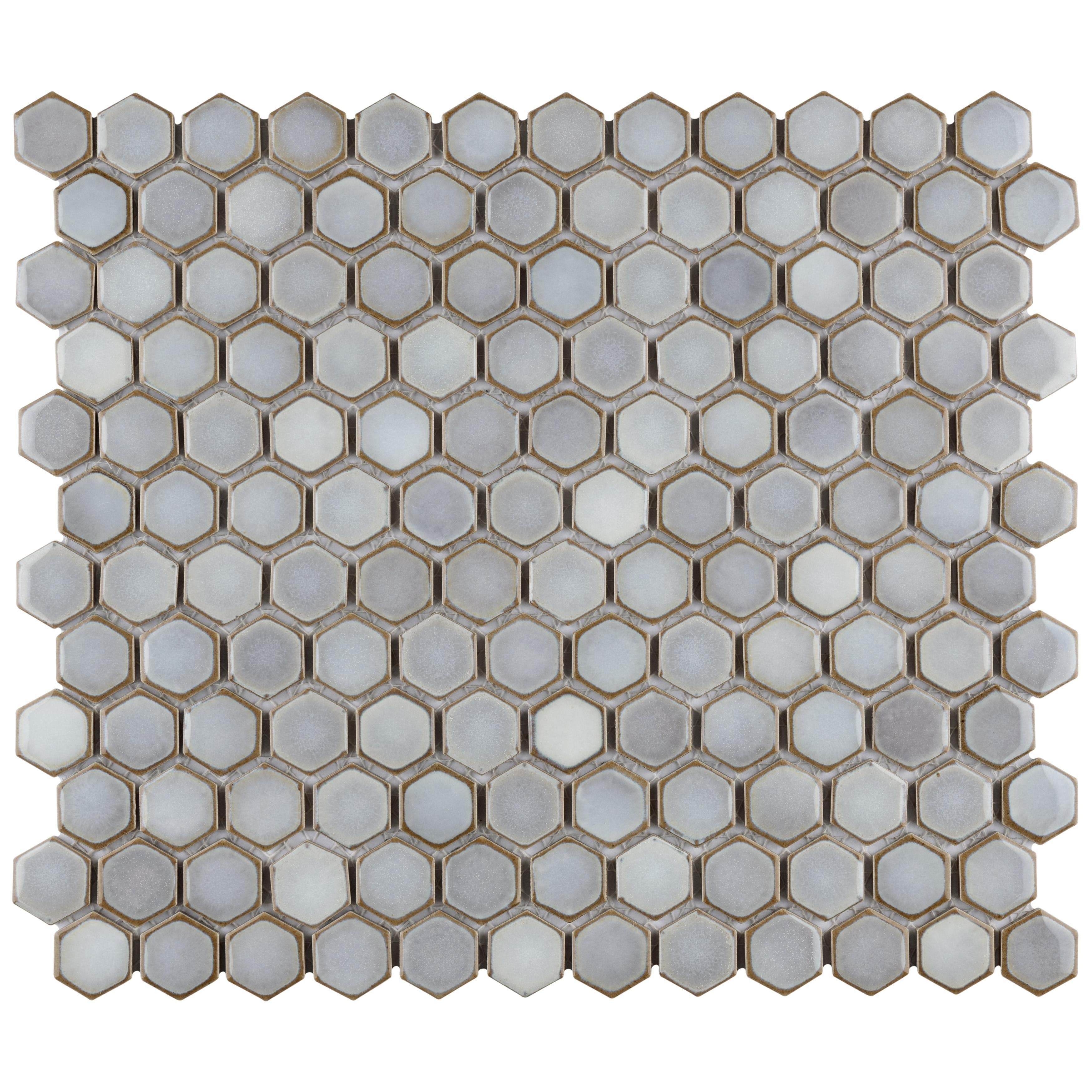Somertile Hudson 1 In. Hex Grey Eye 13 1 4 In. X 11 7 8 In. X 5Mm Porcelain Mosaic Tile 10 Tiles 11.15 Sqft.