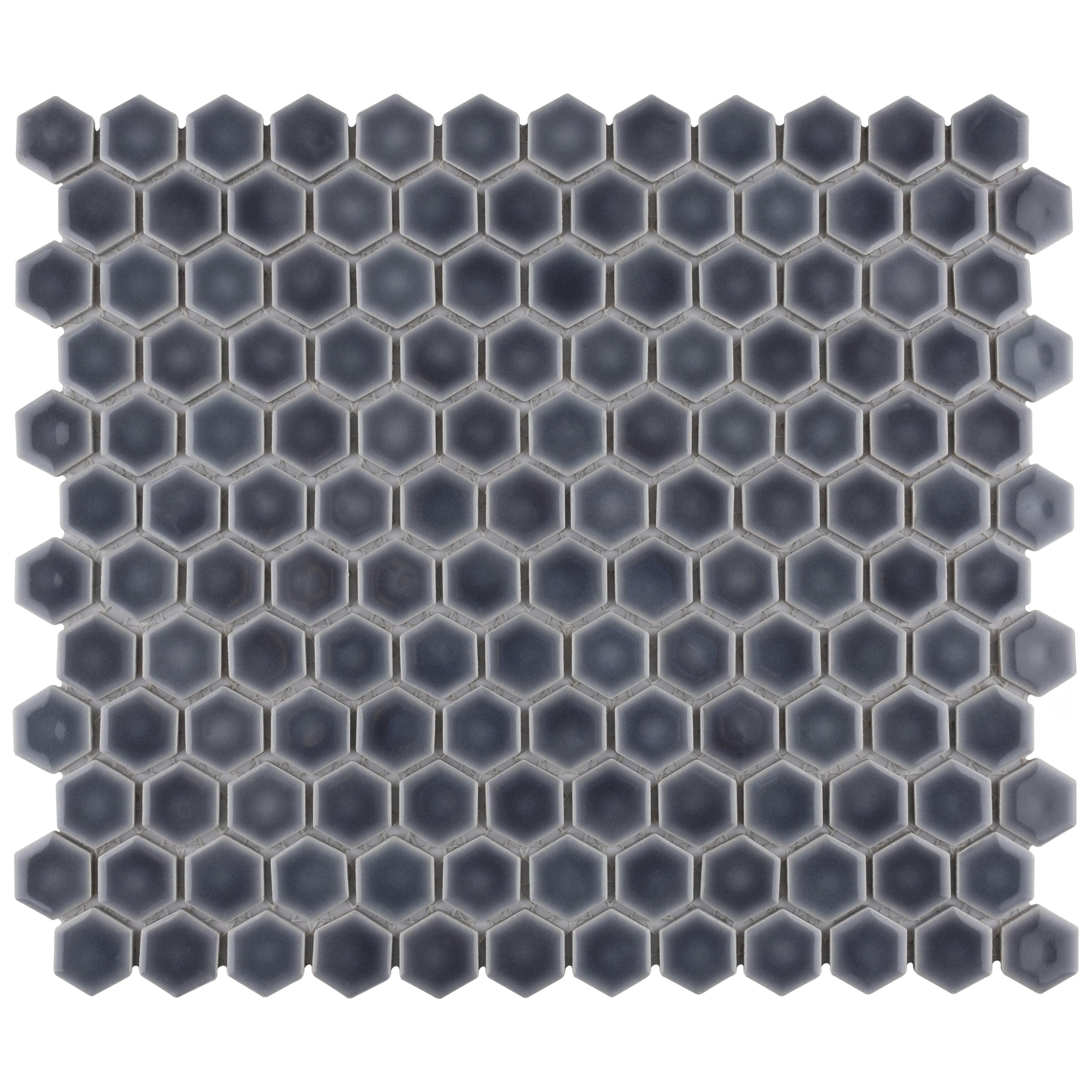 Somertile Hudson 1 In. Hex Imperial Grey 13 1 4 In. X 11 7 8 In. X 5Mm Porcelain Mosaic Tile 10 Tiles 11.15 Sqft.