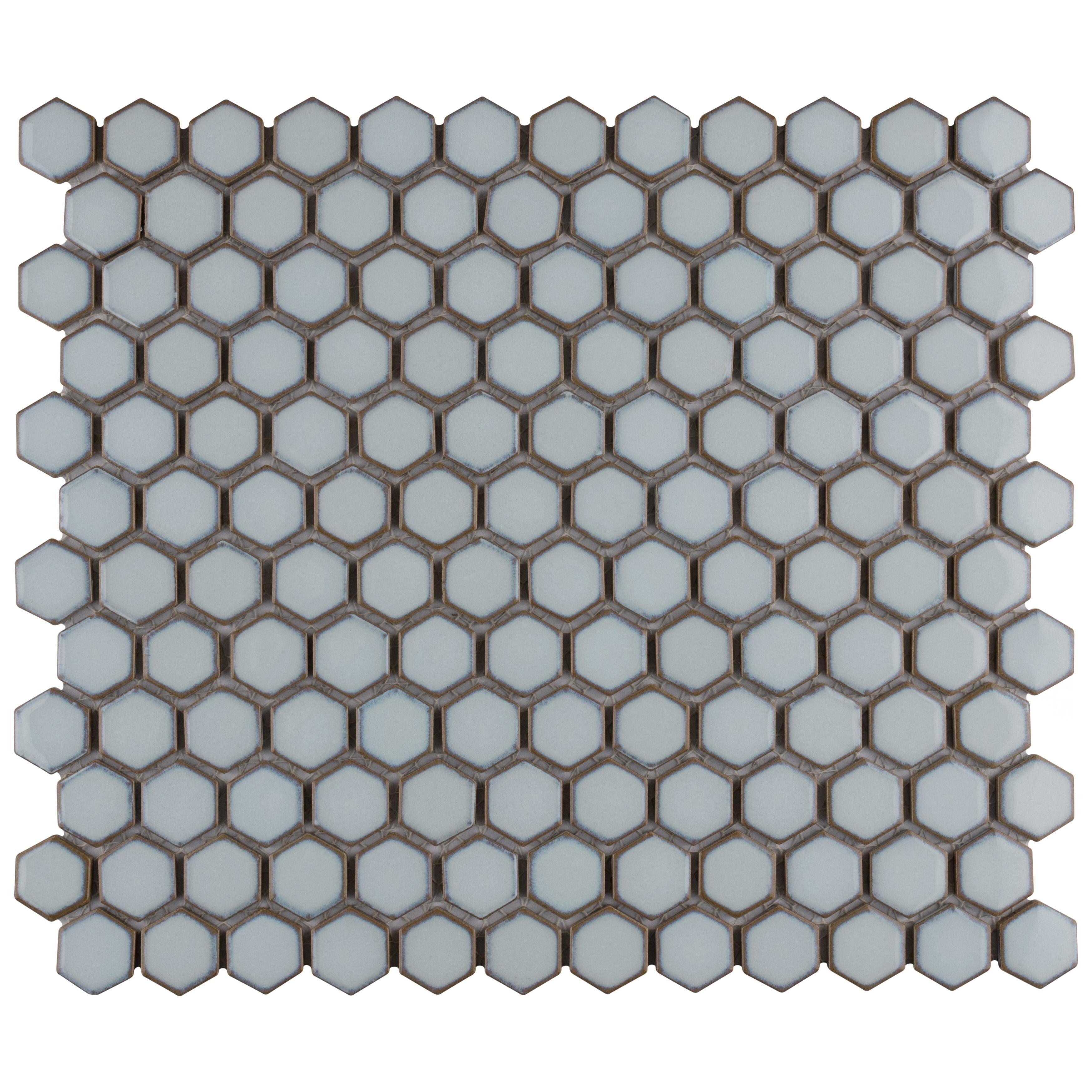 Somertile Hudson 1 In. Hex Silk White 13 1 4 In. X 11 7 8 In. X 5Mm Porcelain Mosaic Tile 10 Tiles 11.15 Sqft.
