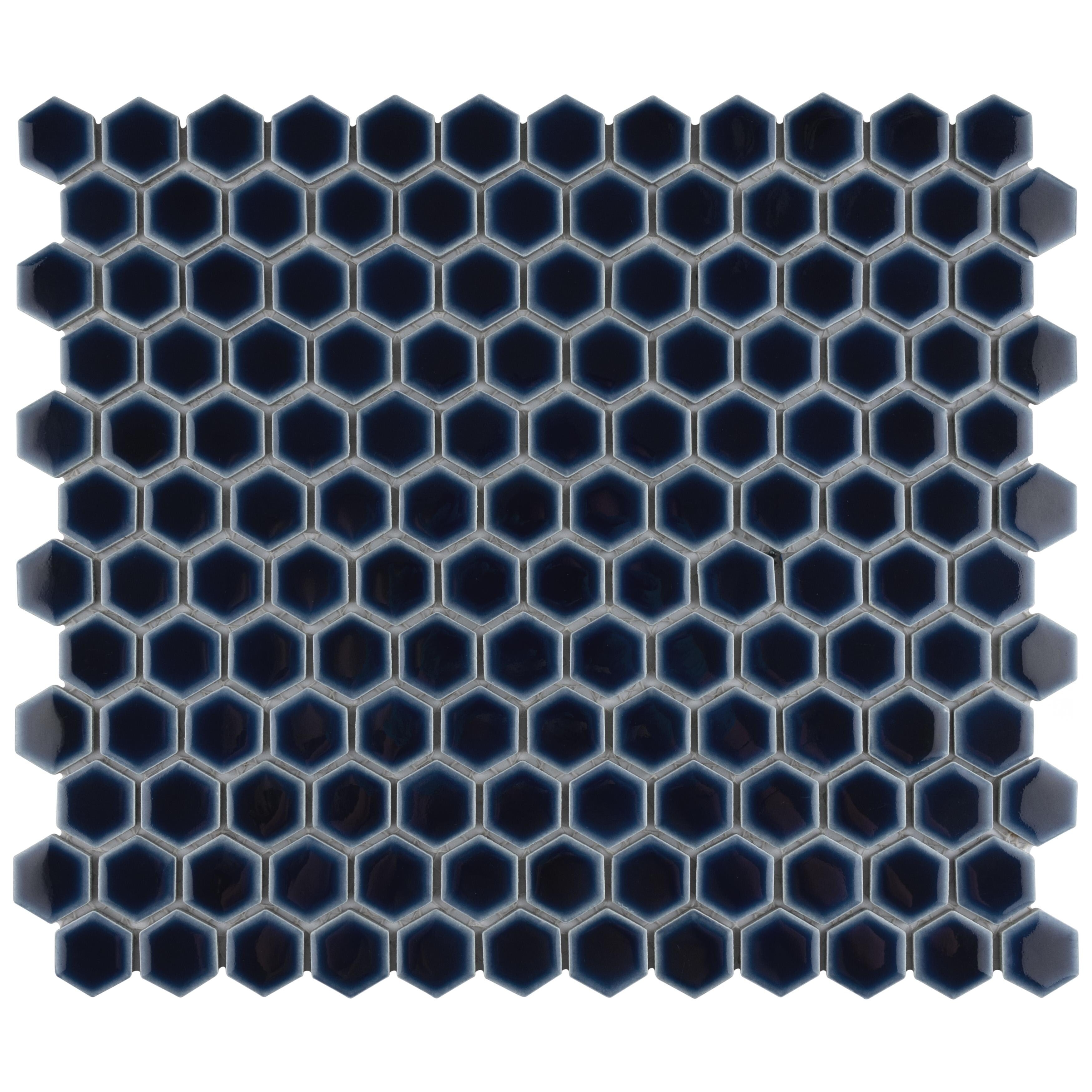 Somertile Hudson 1 Hex Smokey Blue 13 1 4 In. X 11 7 8 In. X 5Mm Porcelain Mosaic Floor And Wall Tile 10 Tiles 11.14 Sqft.