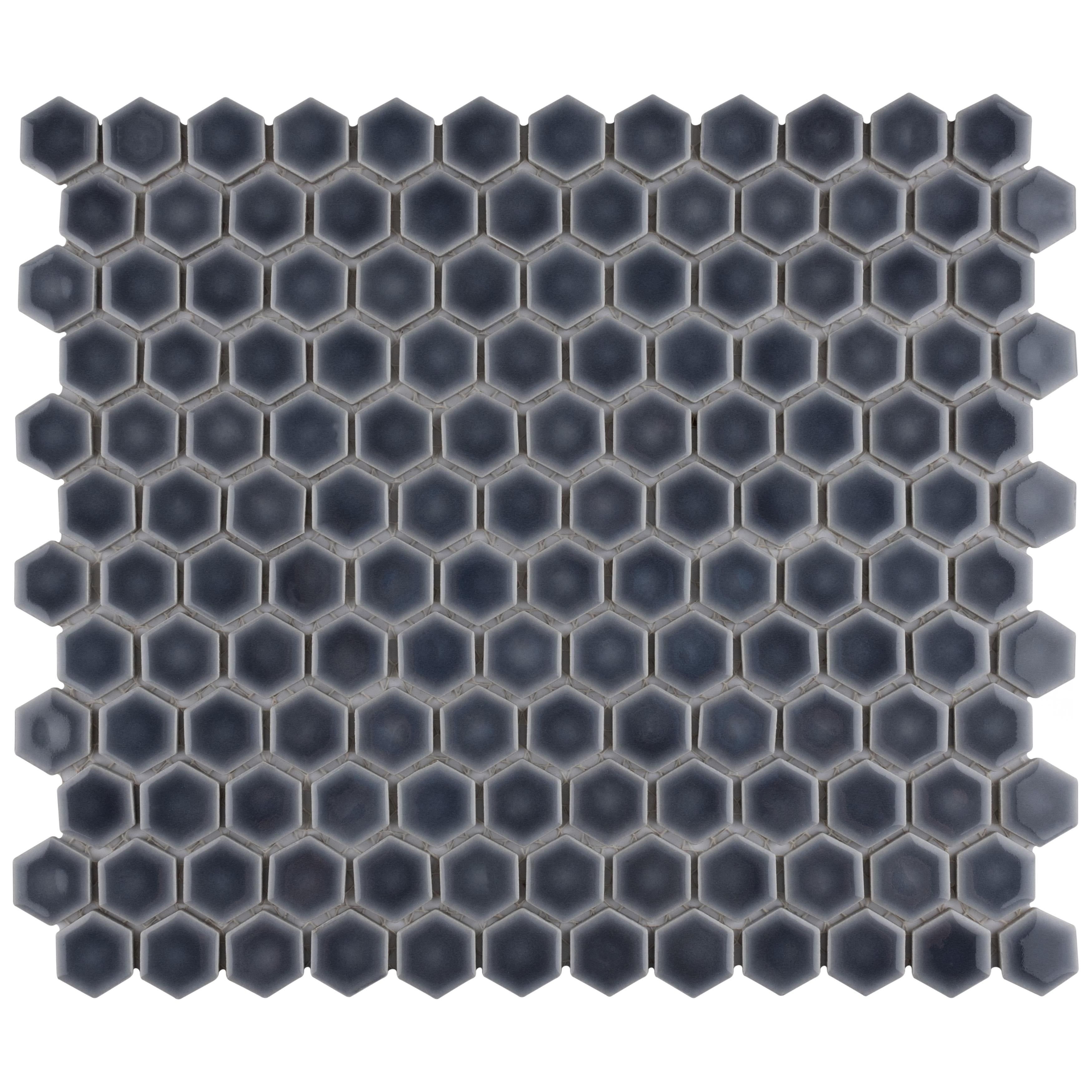 Somertile Hudson 1 Hex Storm Grey 13 1 4 In. X 11 7 8 In. X 5Mm Porcelain Mosaic Floor And Wall Tile 10 Tiles 11.14 Sqft.